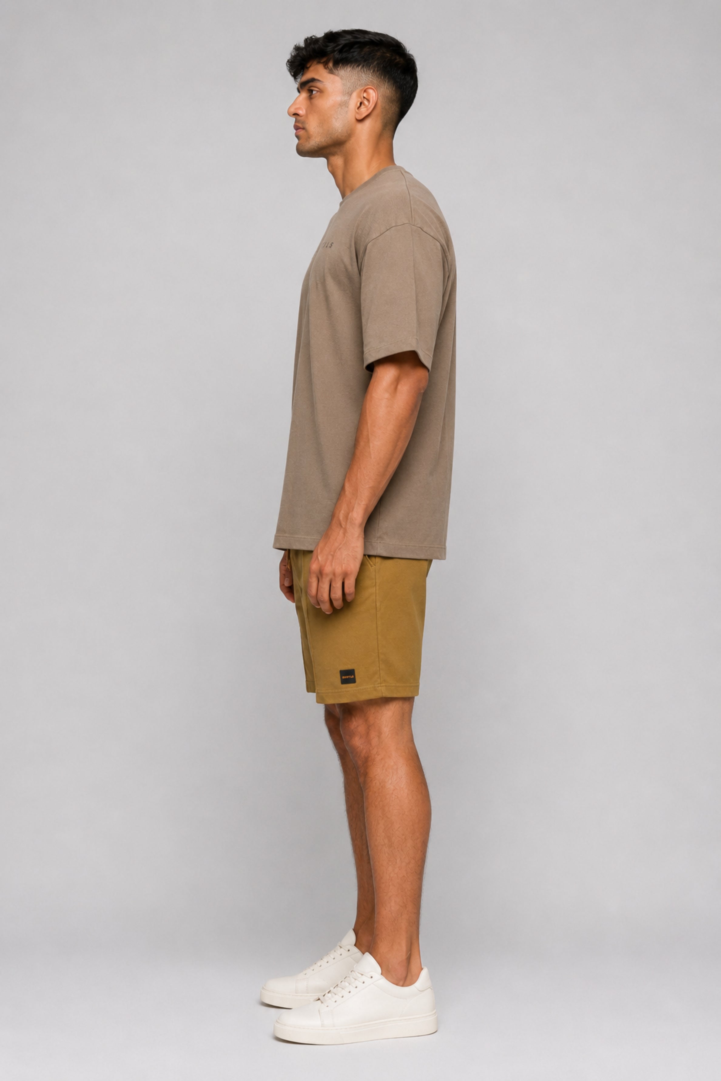 HUSTLE Essentials Men's Crew Neck Oversized Tees - Light Brown