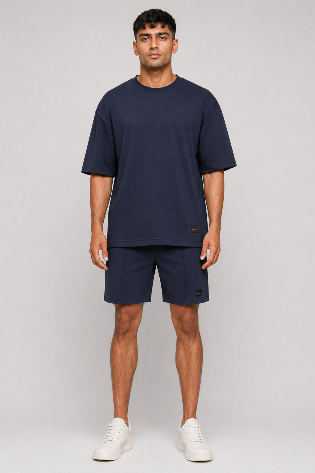 HUSTLE Men's Crew Neck Oversized Tees - Navy