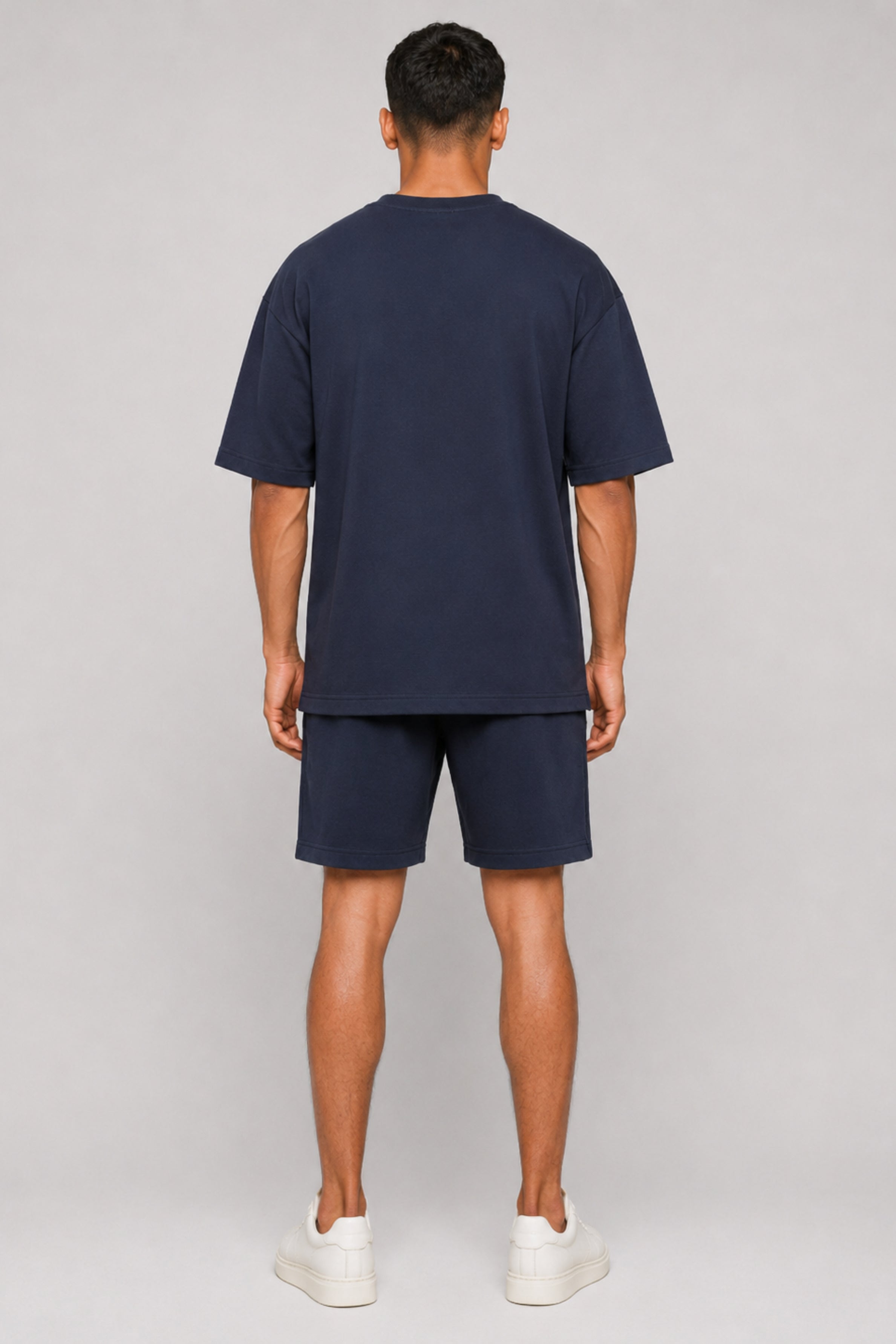 HUSTLE Men's Crew Neck Oversized Tees - Navy