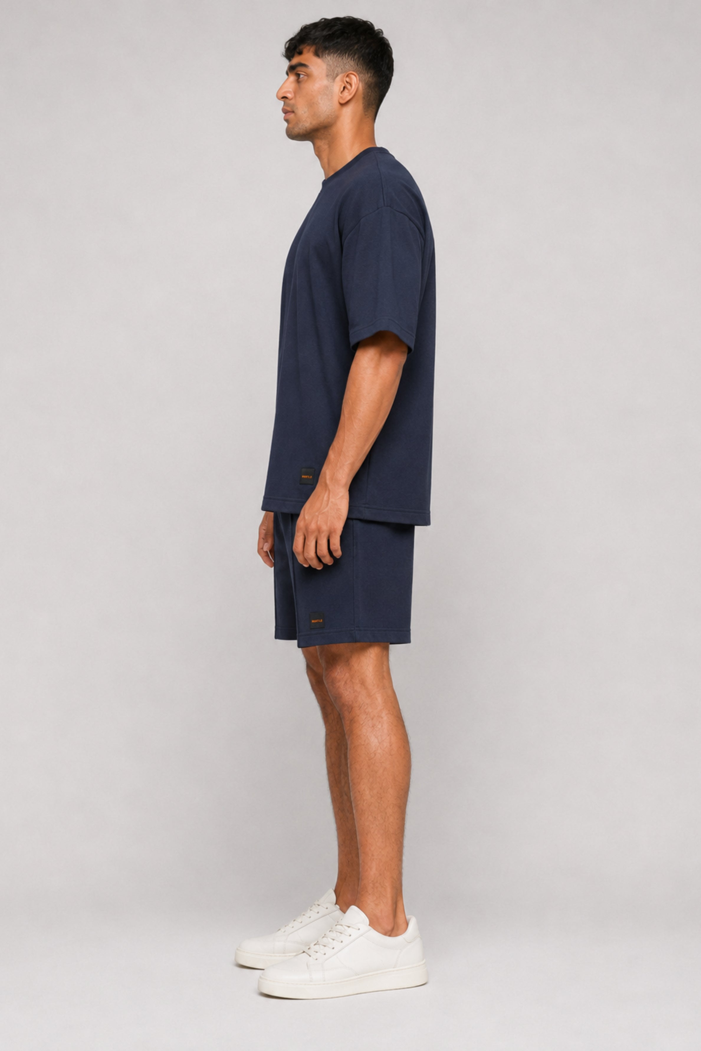 HUSTLE Men's Crew Neck Oversized Tees - Navy