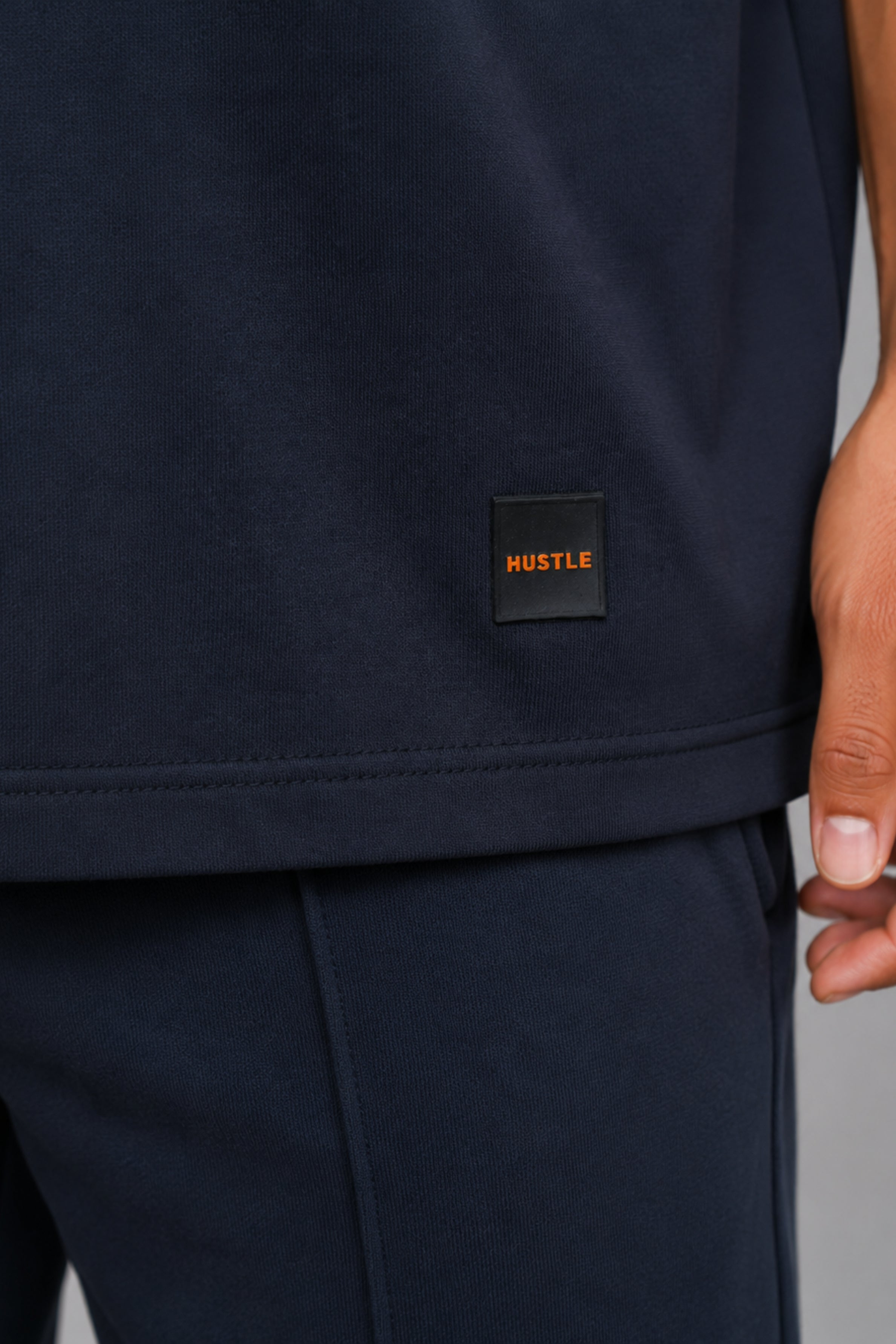HUSTLE Men's Crew Neck Oversized Tees - Navy