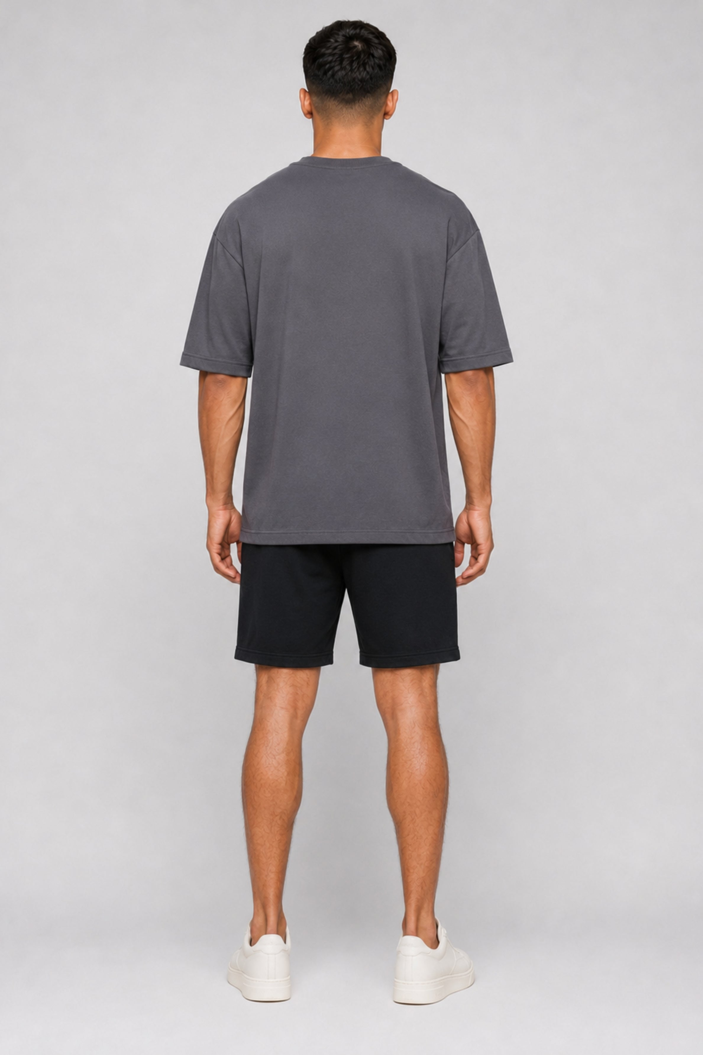 HUSTLE Men's Crew Neck Oversized Tees - Dark Gray