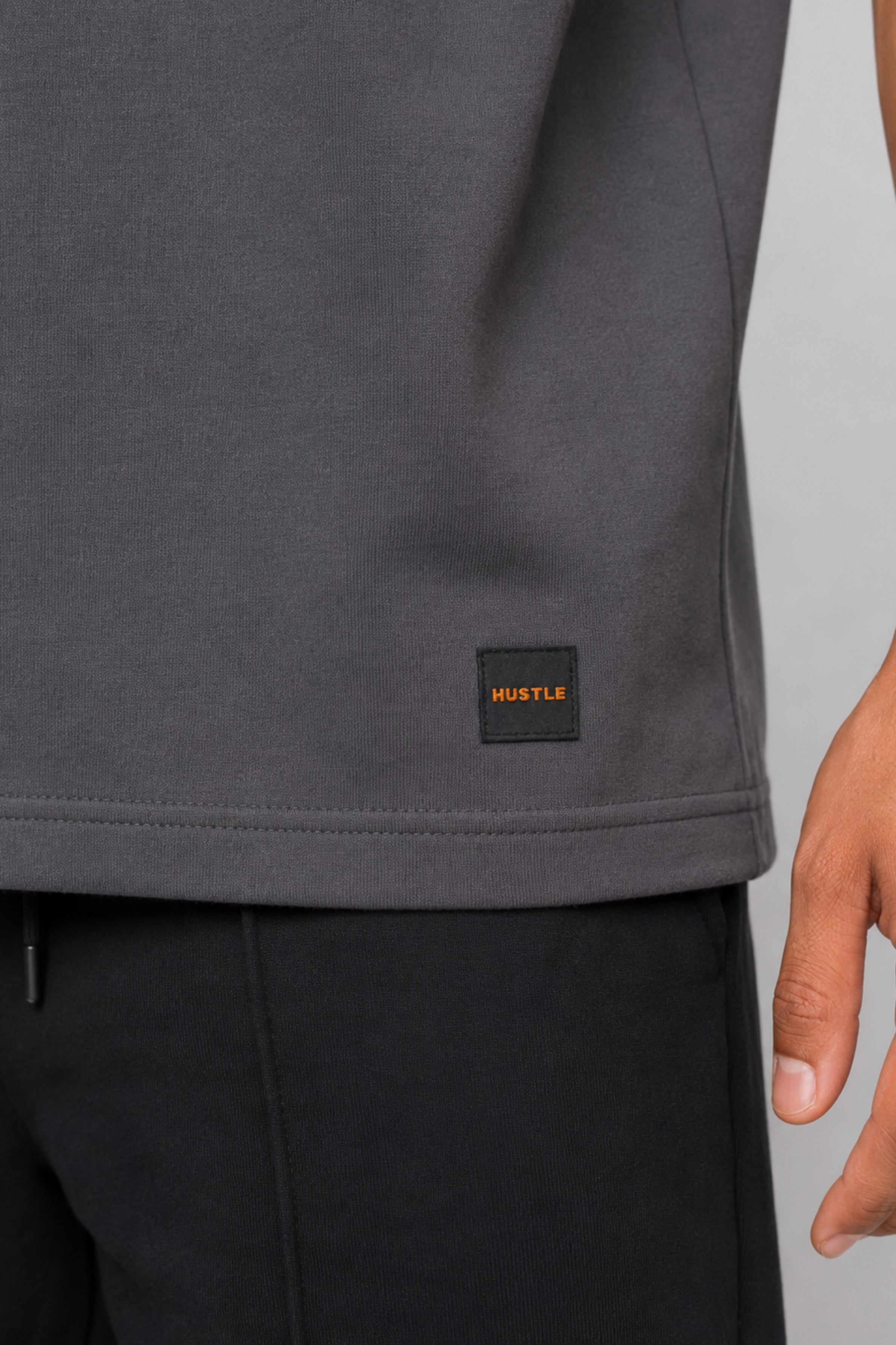HUSTLE Men's Crew Neck Oversized Tees - Dark Gray