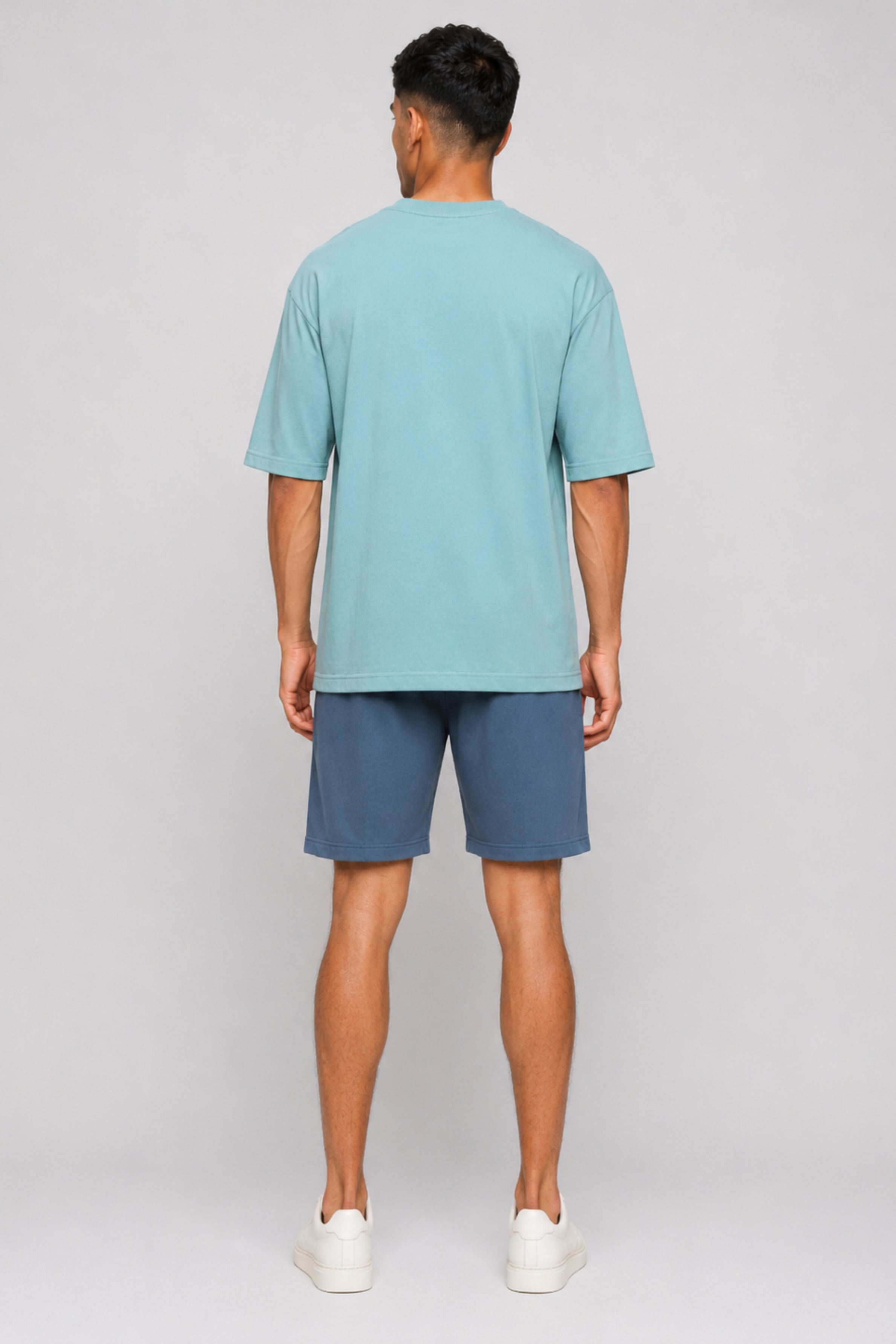 HUSTLE Men's Crew Neck Oversized Tees - Mint Blue