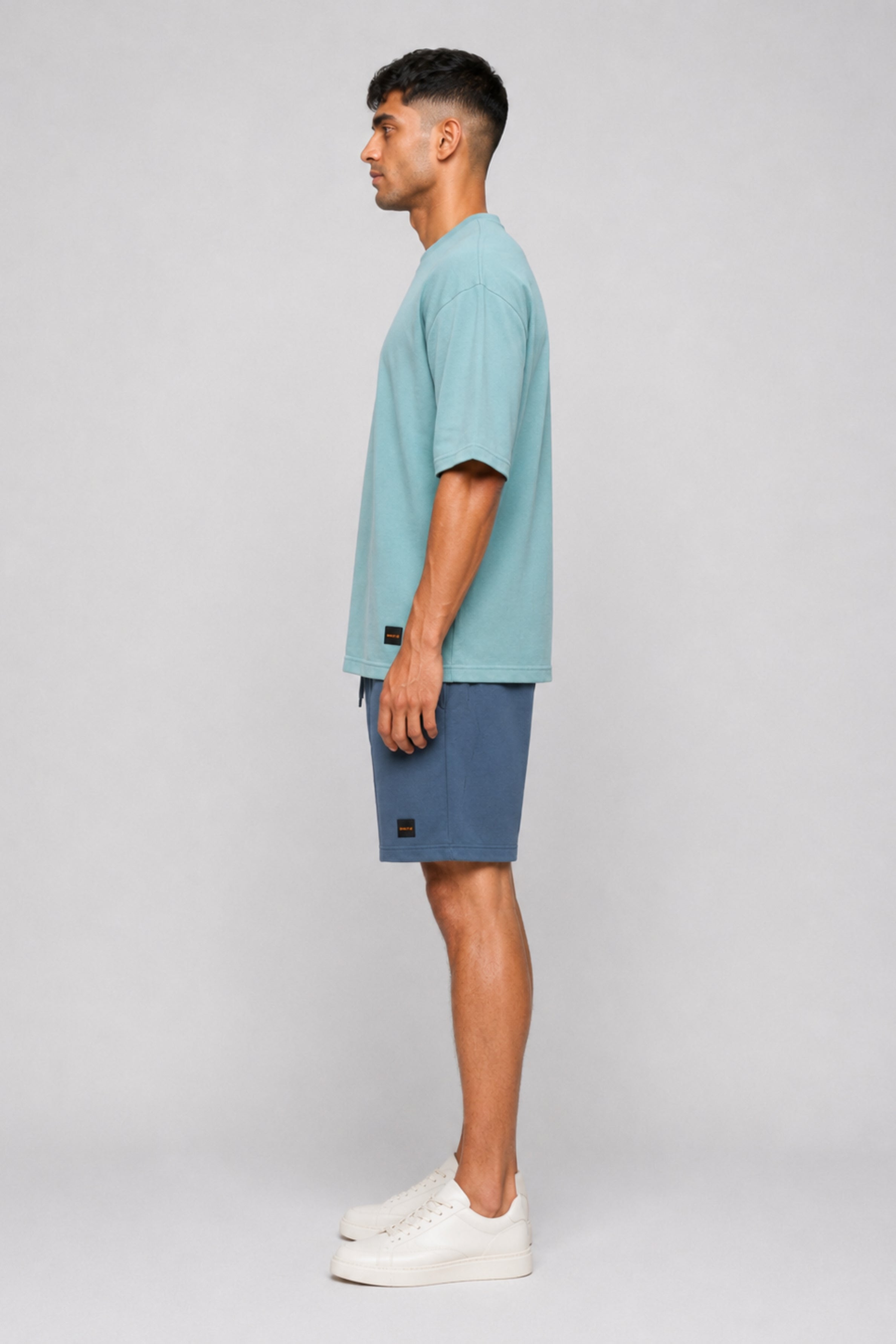 HUSTLE Men's Crew Neck Oversized Tees - Mint Blue