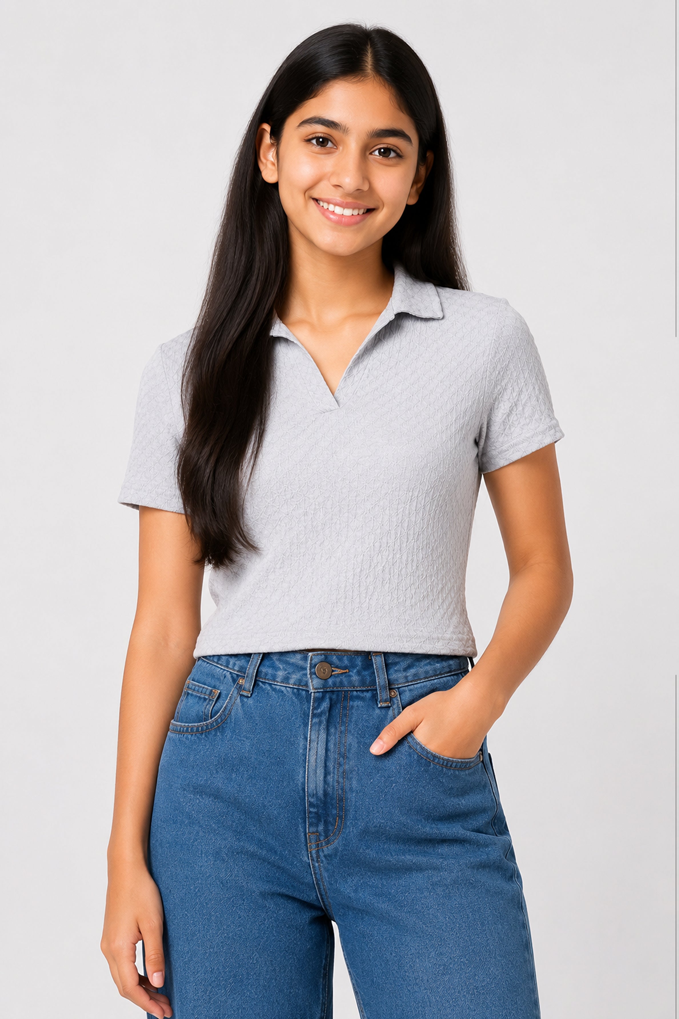 MISS MODANO Kids' Grey Polo T-Shirt