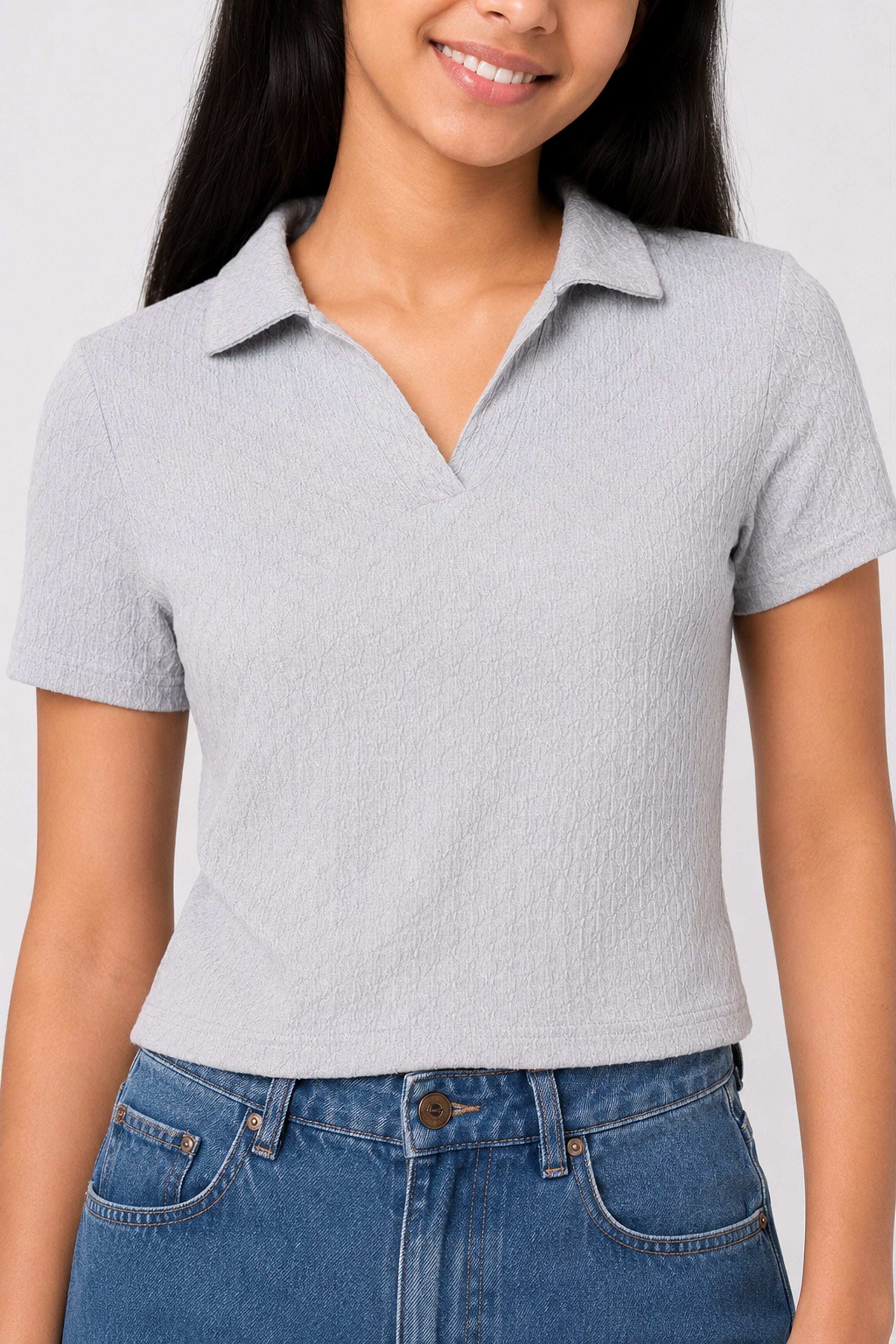 MISS MODANO Kid's Casual POLO  Tees - Gray