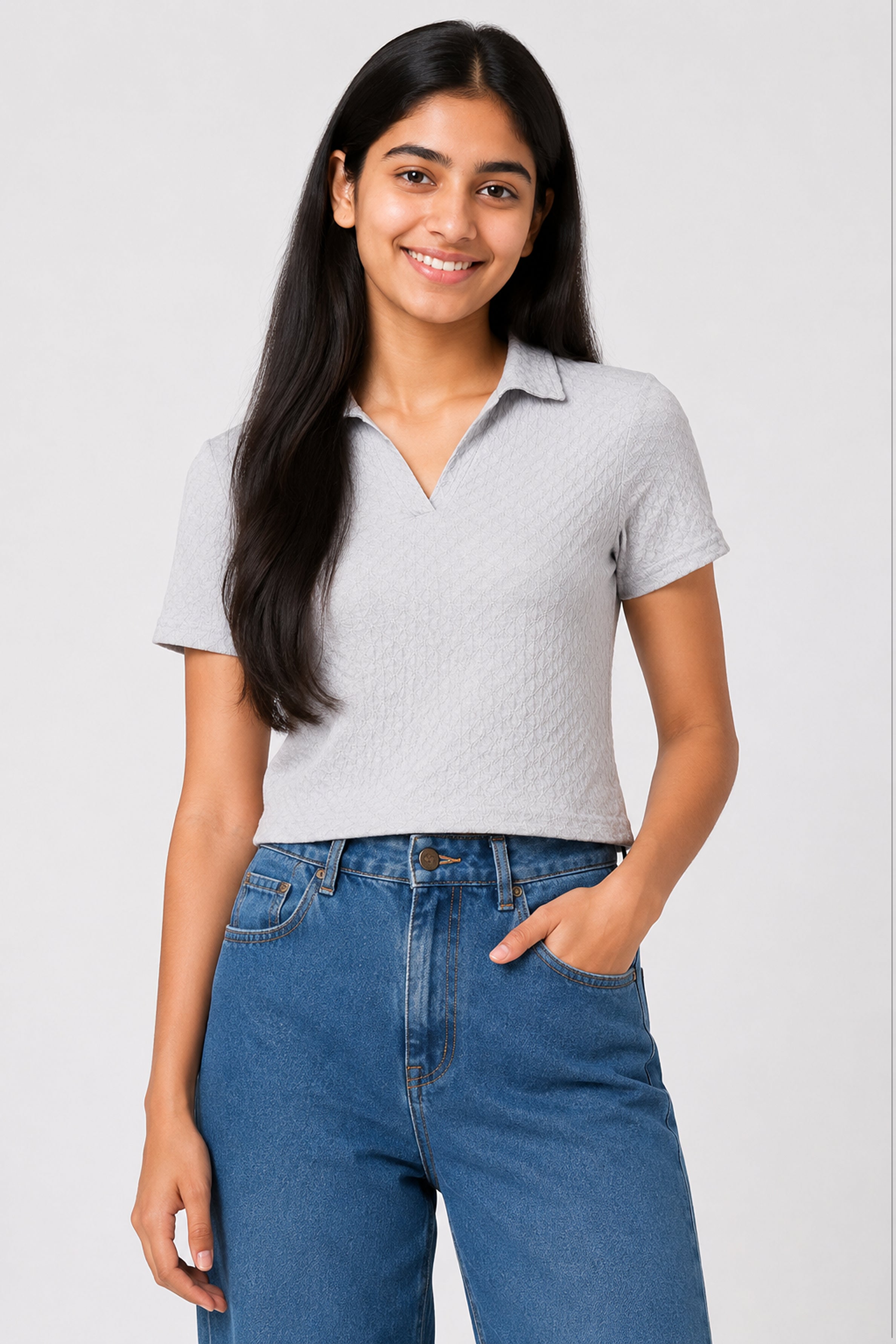 MISS MODANO Kids' Grey Polo T-Shirt