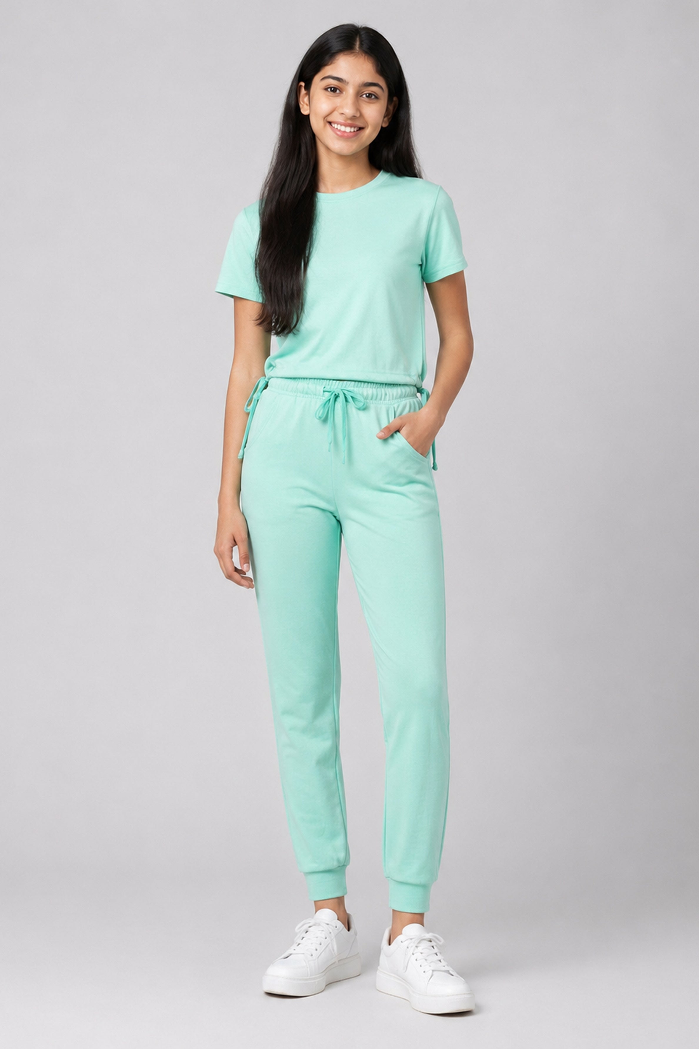 MISS MODANO Kid's Crew Neck Oversized Tees - Mint green