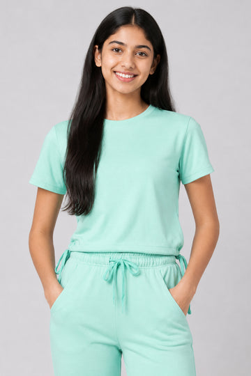 MISS MODANO Kid's Crew Neck Oversized Tees - Mint green