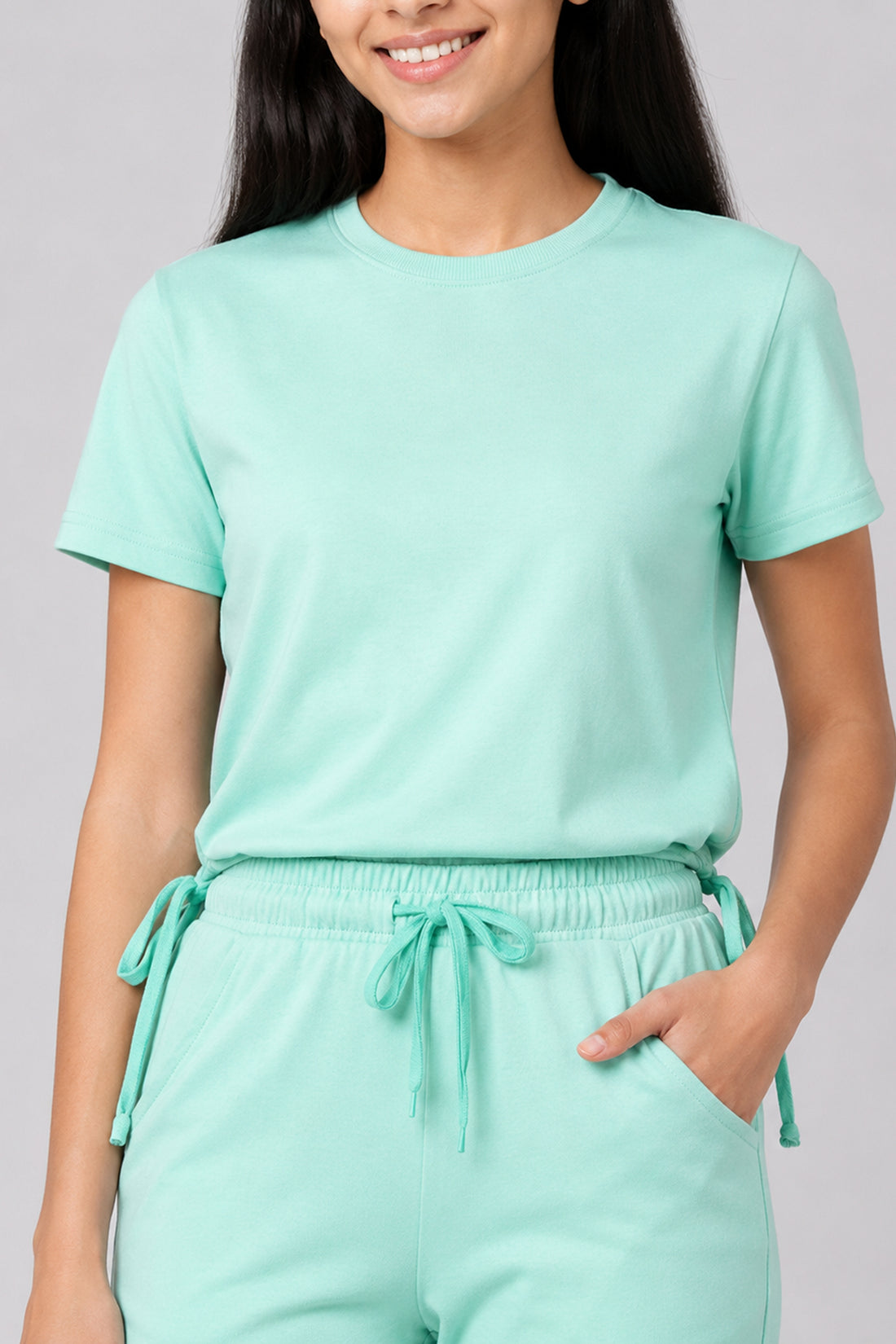MISS MODANO Kid's Crew Neck Oversized Tees - Mint green