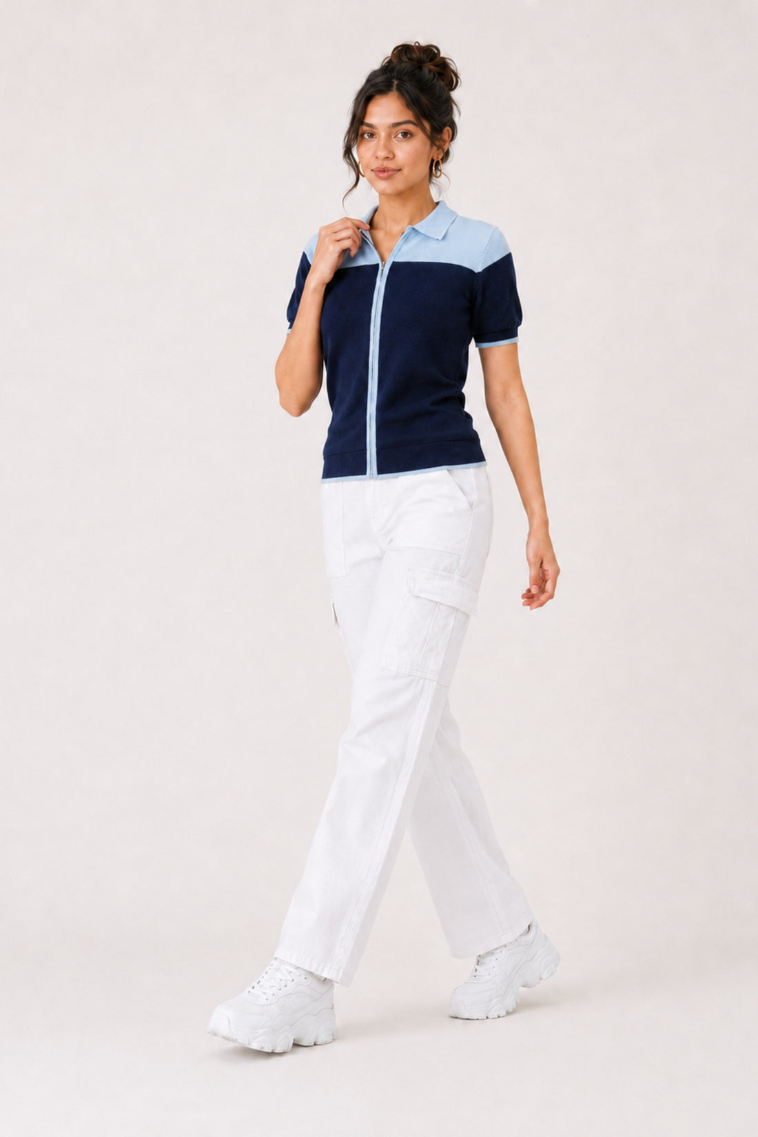 MODANO Regular Fit Full-Zip T-Shirt - Navy