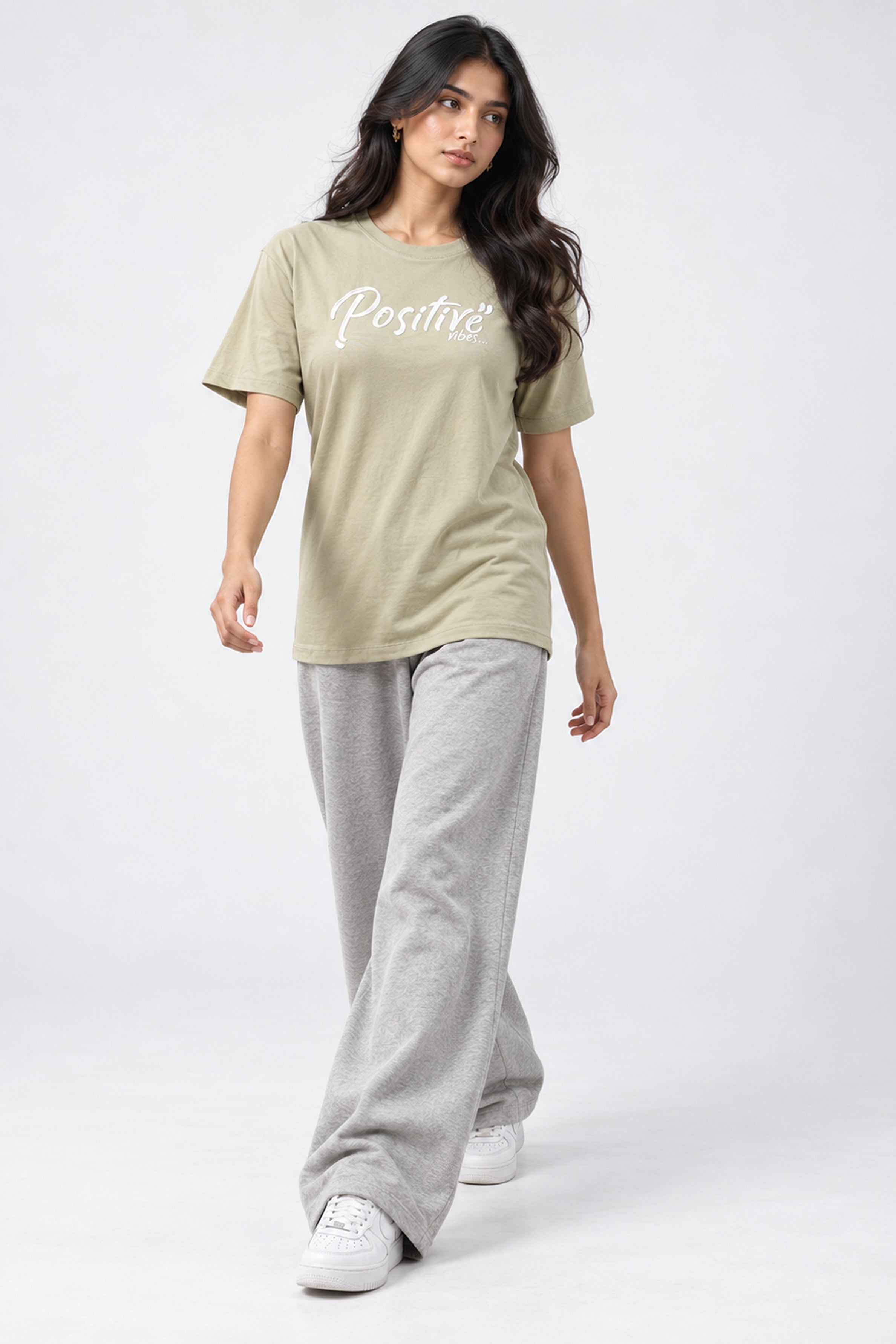 LOLI Women's Crew Neck Regular Tees - Olive