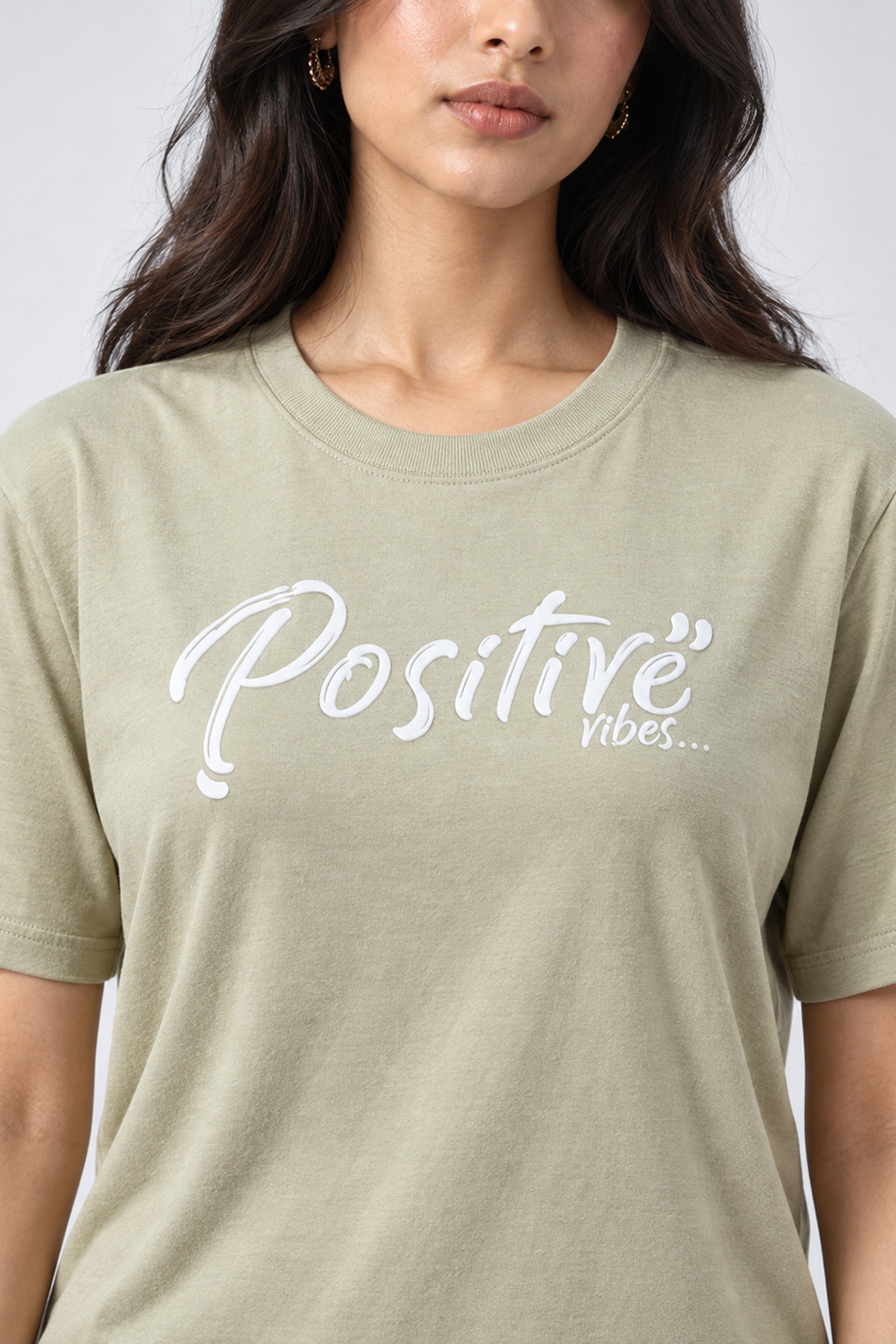 LOLI Women's Crew Neck Regular Tees - Olive