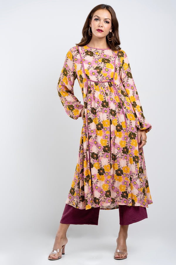 Hada Women's Long Sleeve Printed Casual Dress