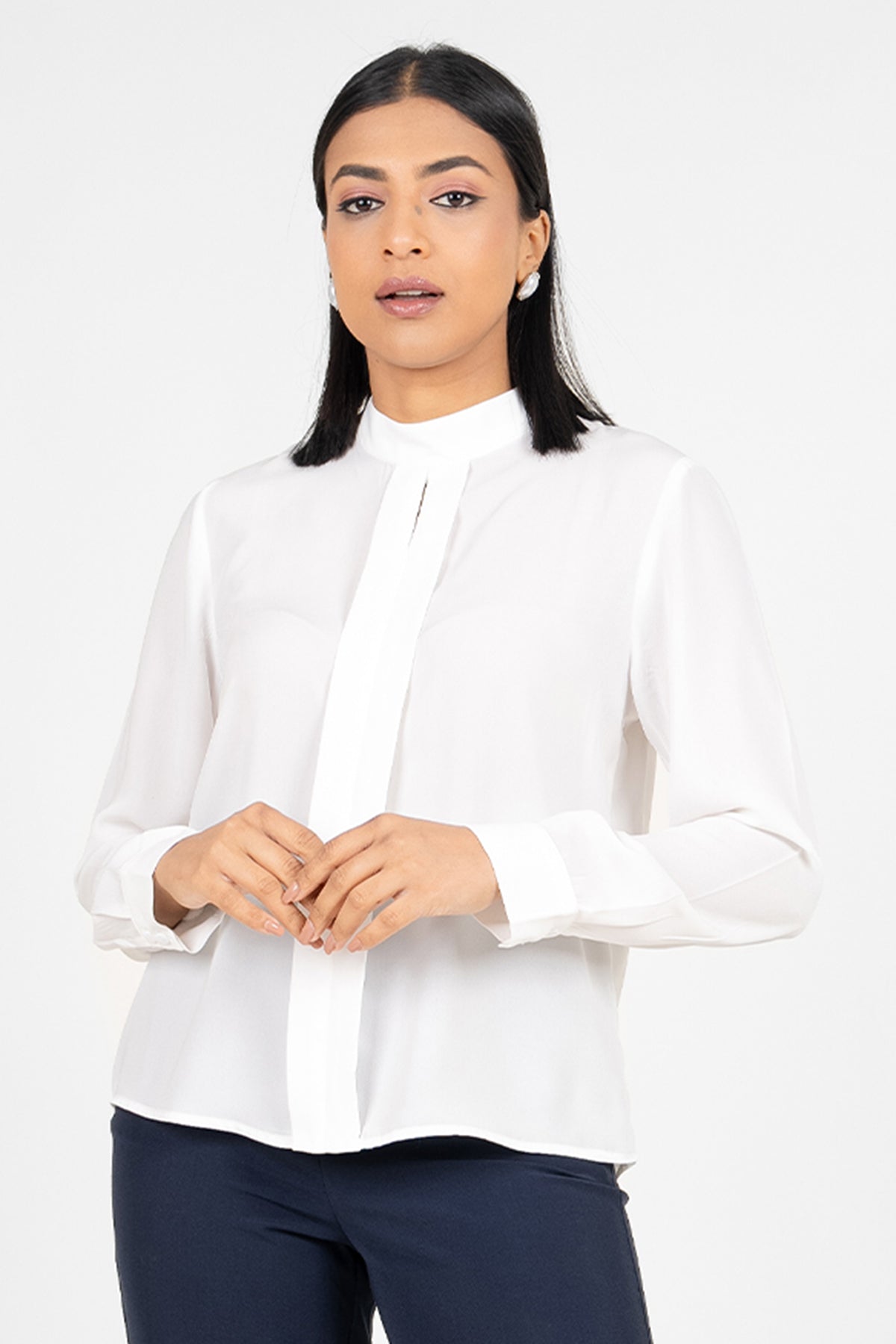 Envogue Women's Long Sleeve Chic Office Blouse