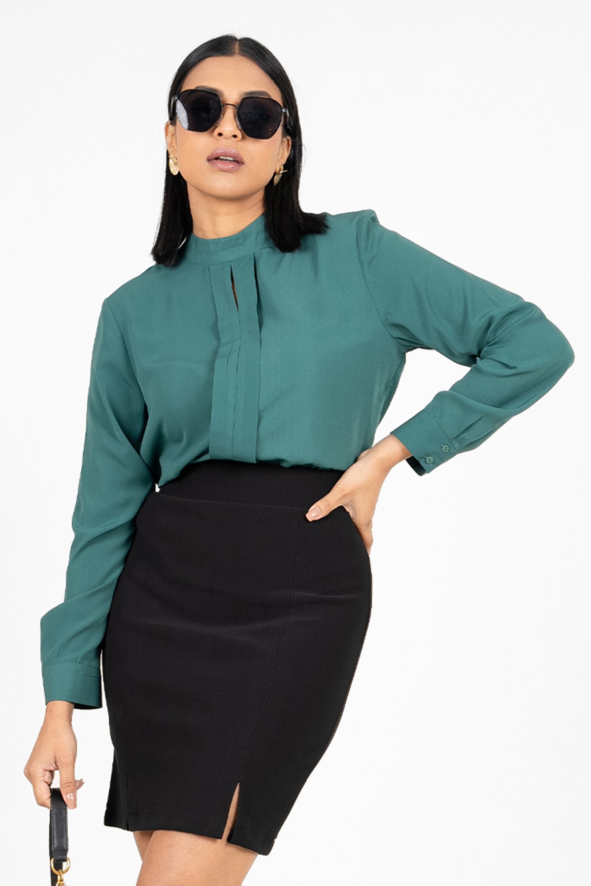 Envogue Women's Long Sleeve Chic Office Blouse