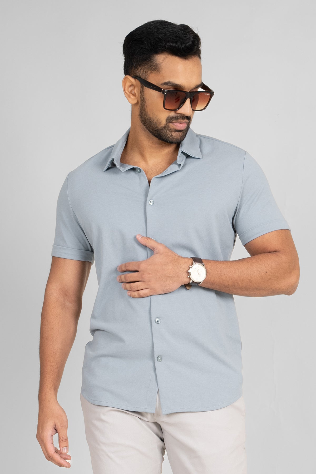 King Street Premium Men's Short Sleeve Casual Shirt