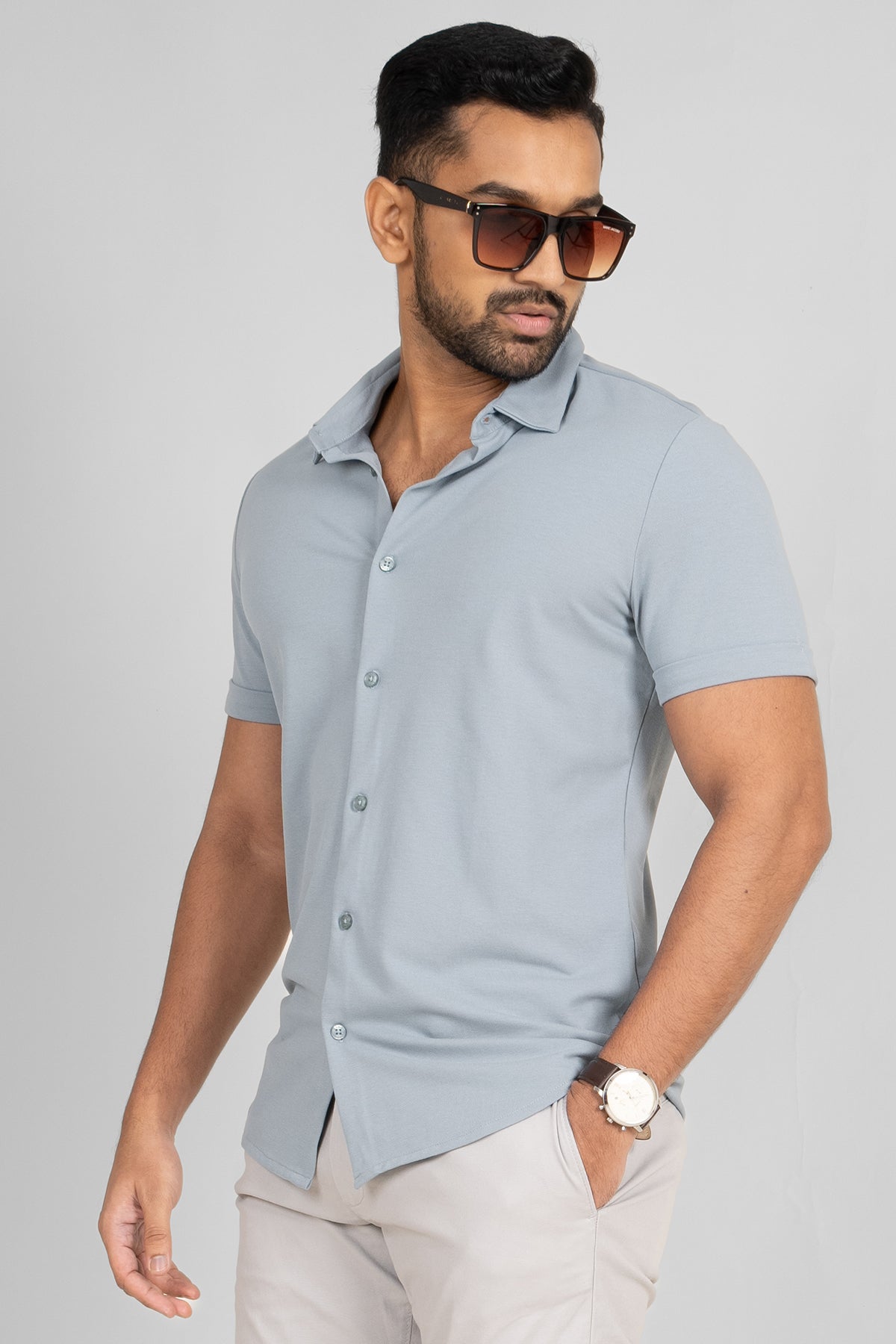 King Street Premium Men's Short Sleeve Casual Shirt