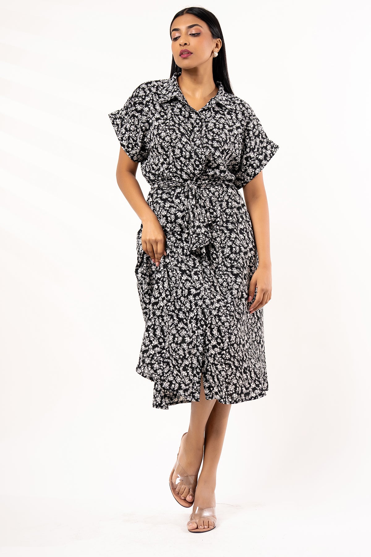 Envogue Women's Short Sleeve Printed Office Dress