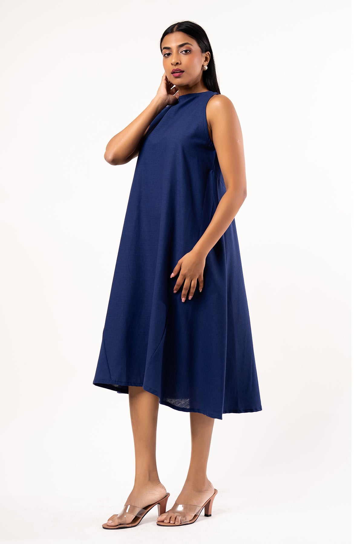 Envogue Women's Sleeve Less Linen Casual Dress