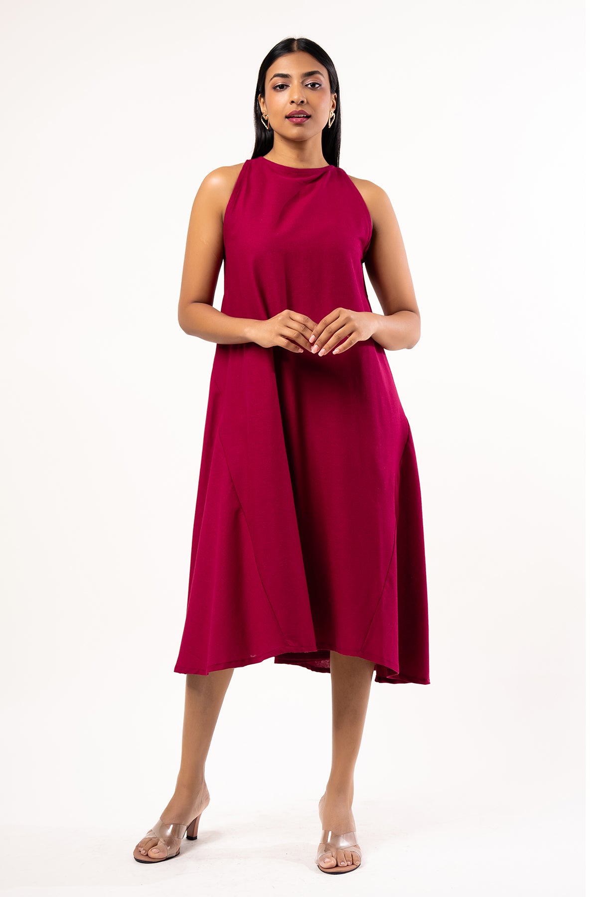 Envogue Women's Sleeve Less Linen Casual Dress