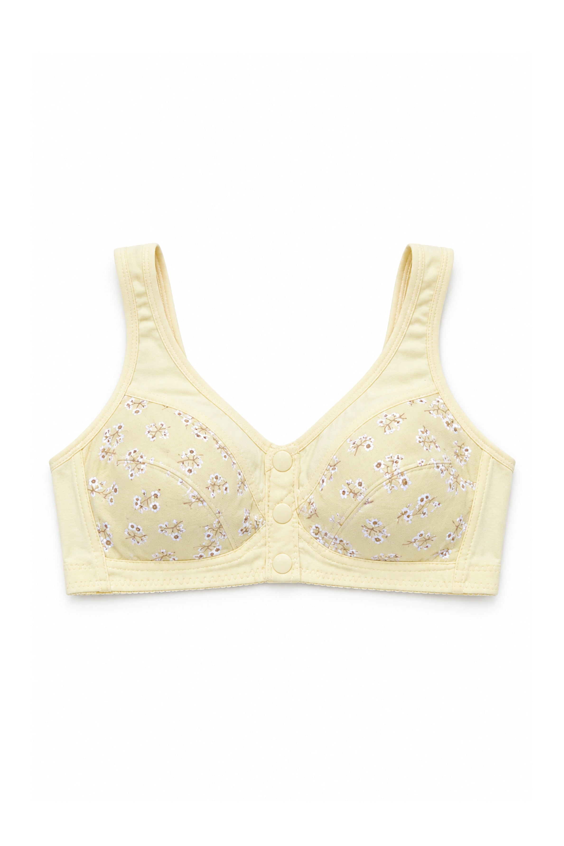 Women's Front Open 3-Button Feeding Bra – Yellow