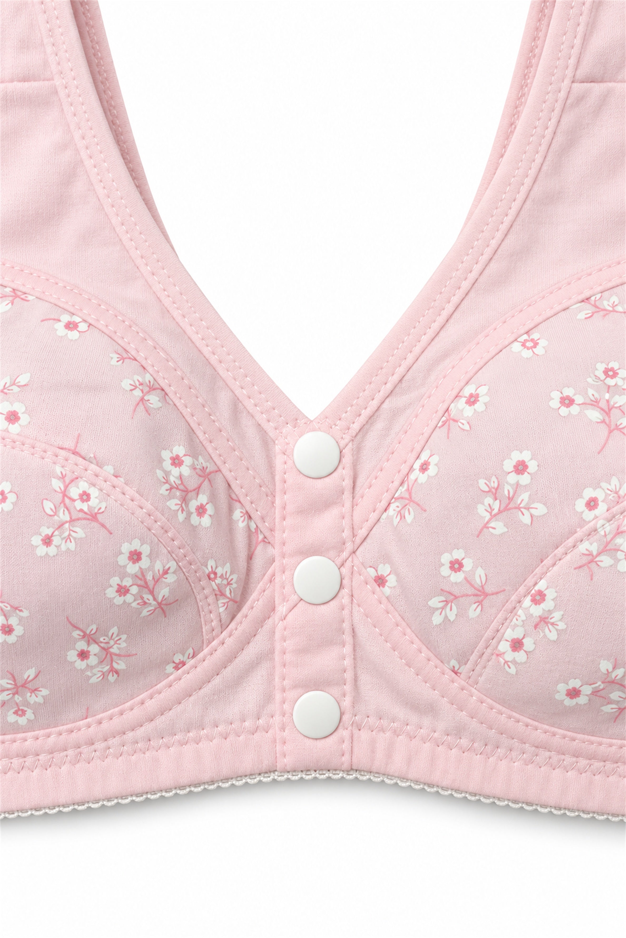Women's Front Open 3-Button Feeding Bra – Pink