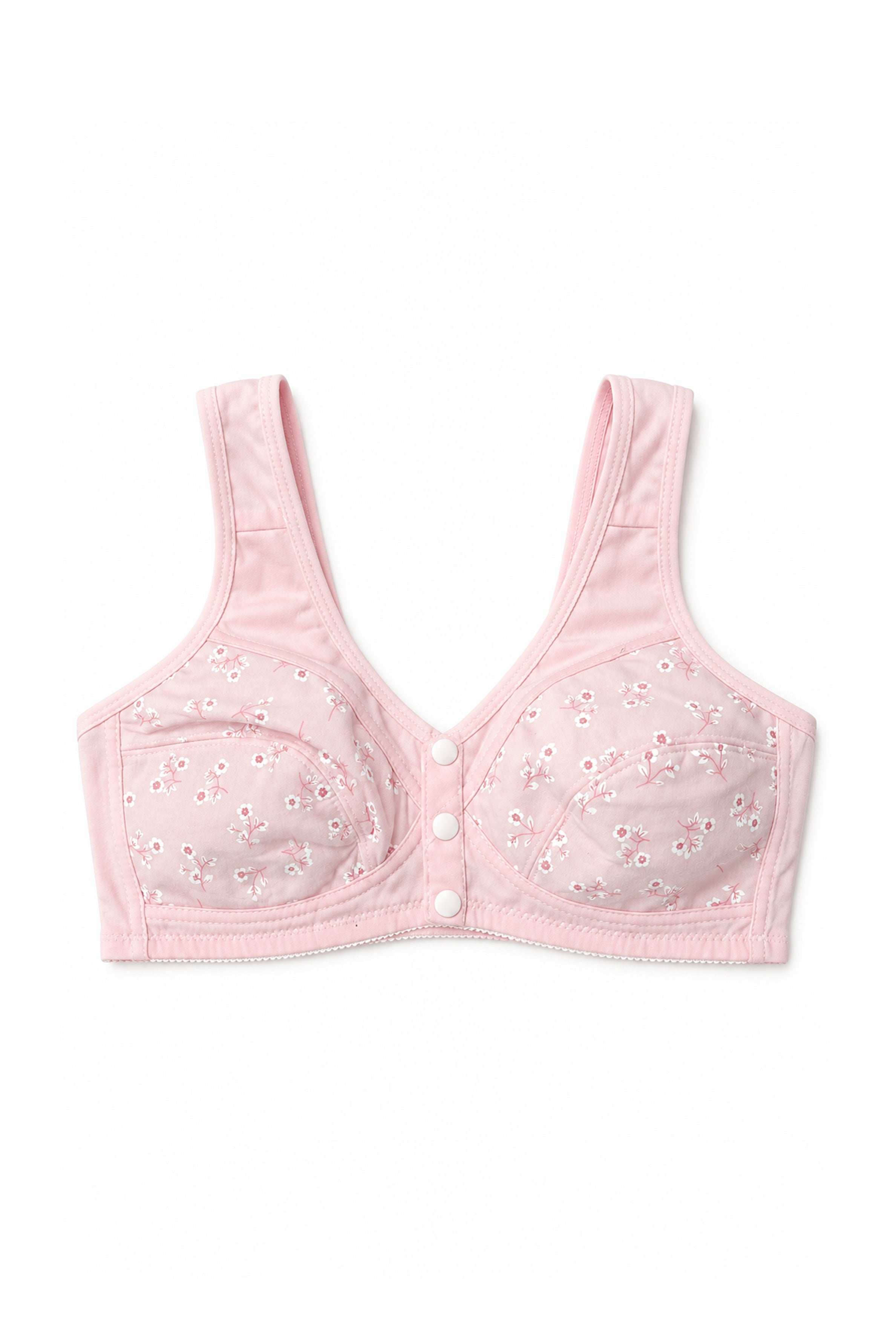 Women's Front Open 3-Button Feeding Bra – Pink