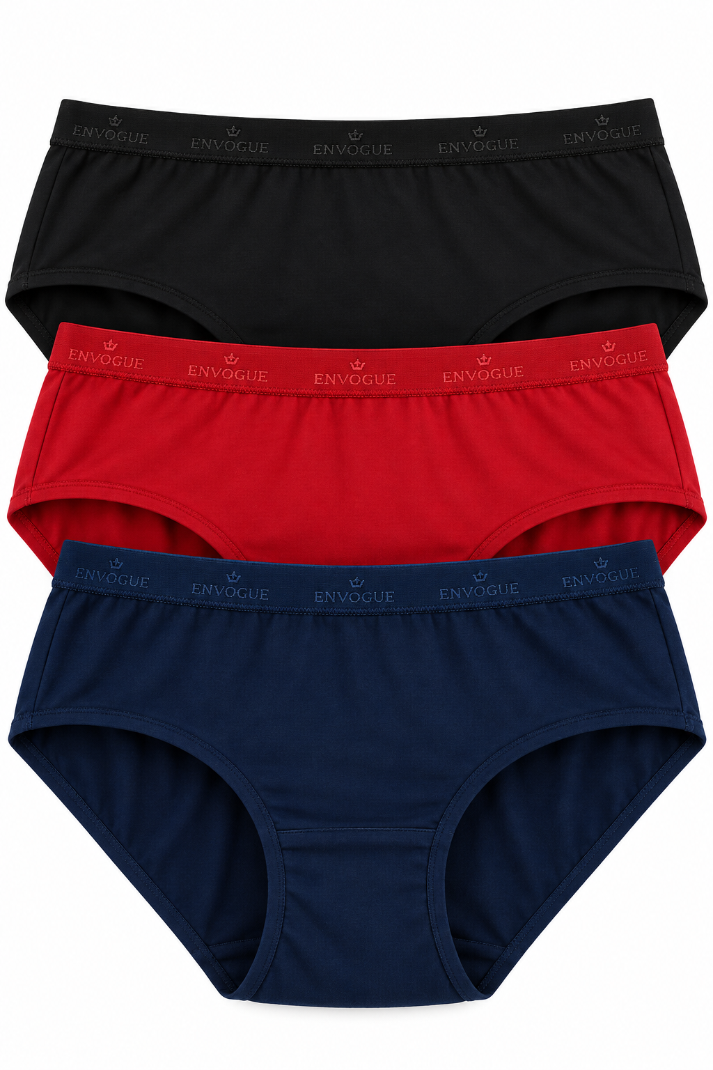 ENVOGUE Women's Full Brief 3pcs Panty Pack - Assorted