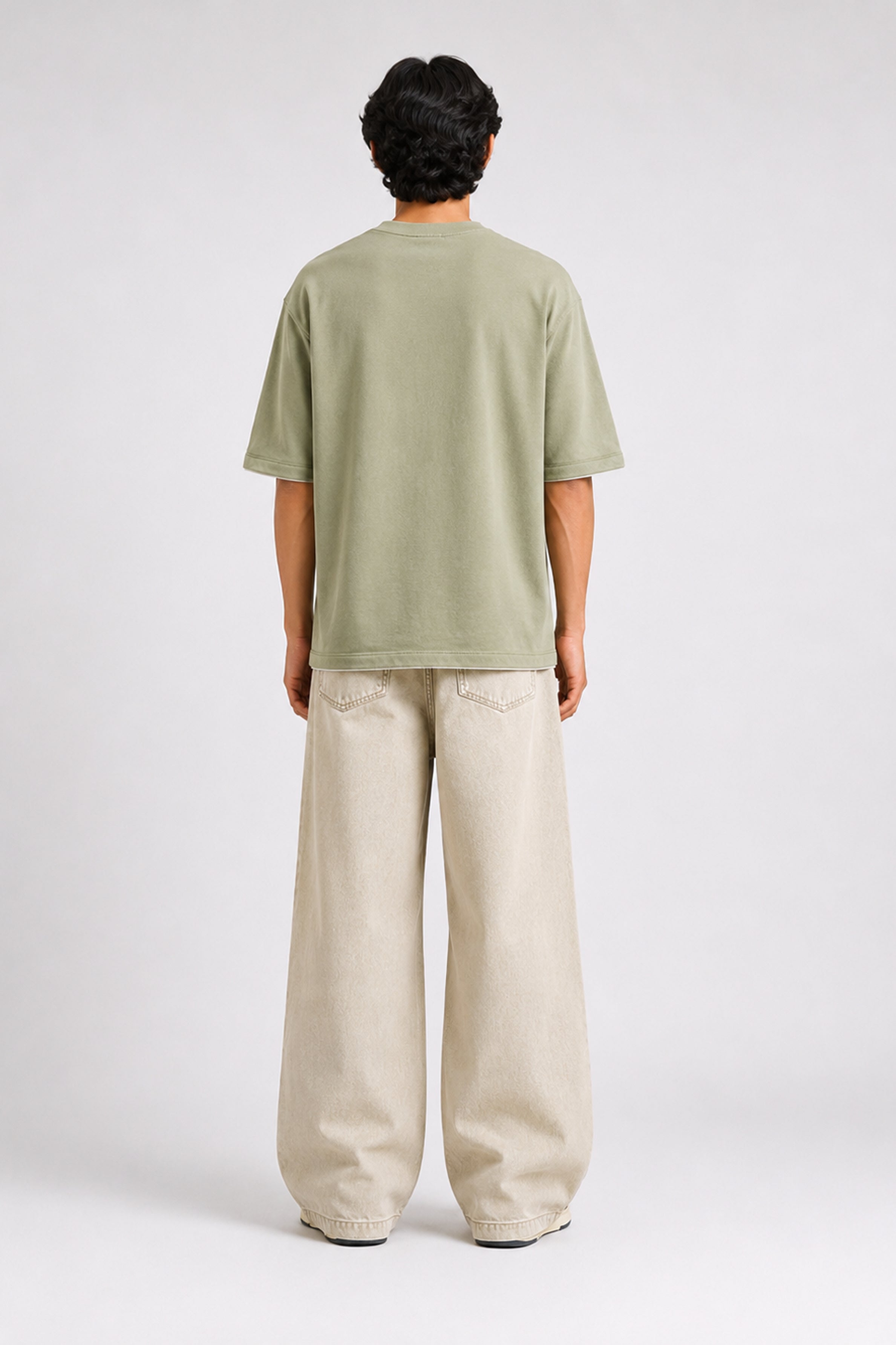 HUSTLE Men's Crew Neck Oversized Tees - Green