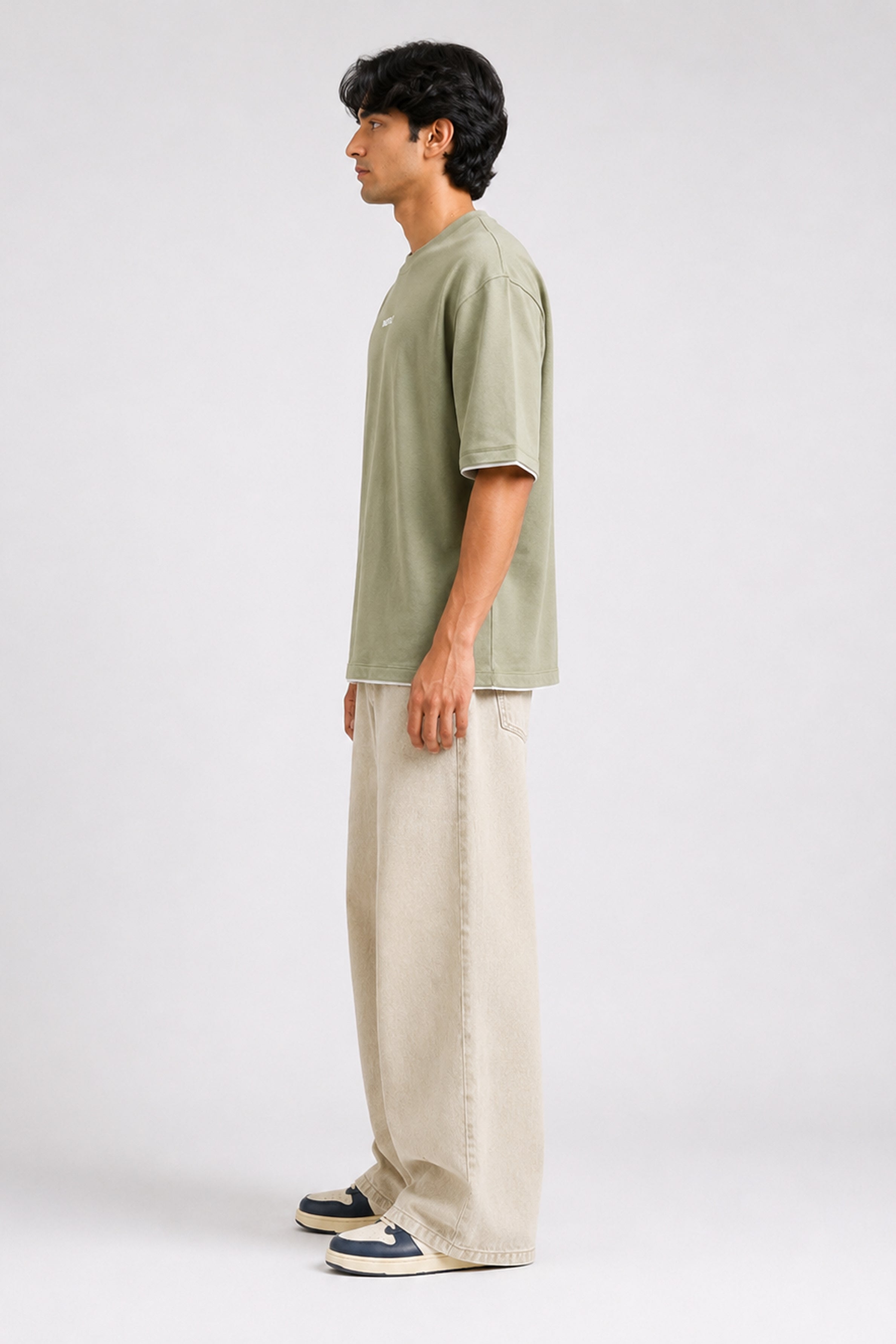 HUSTLE Men's Crew Neck Oversized Tees - Green
