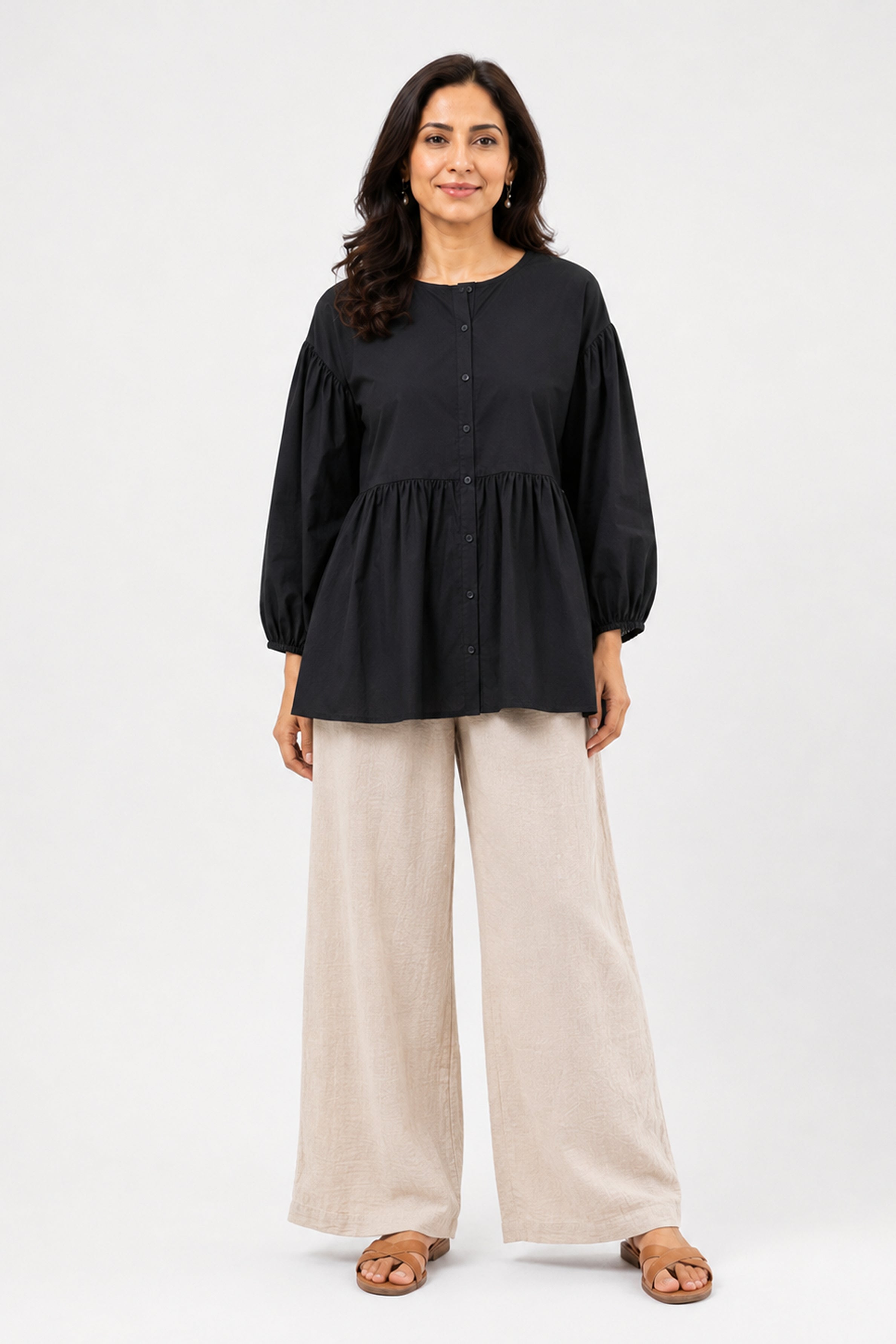 HADA Casual Relaxed Fit Blouse - Black