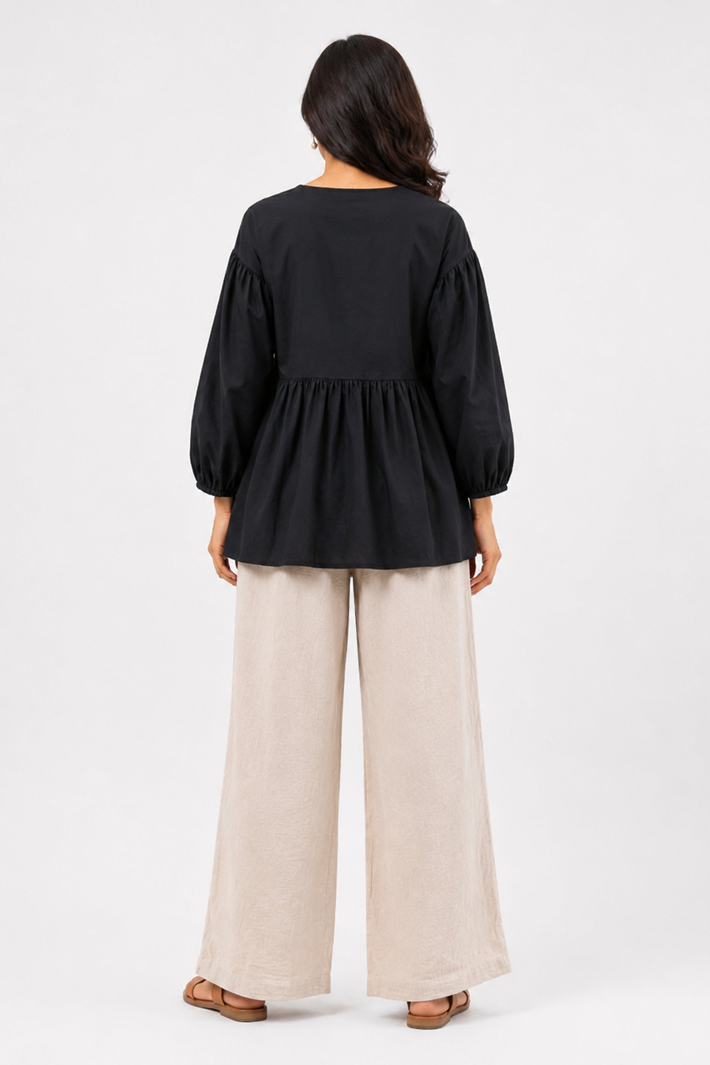 HADA Casual Relaxed Fit Blouse - Black