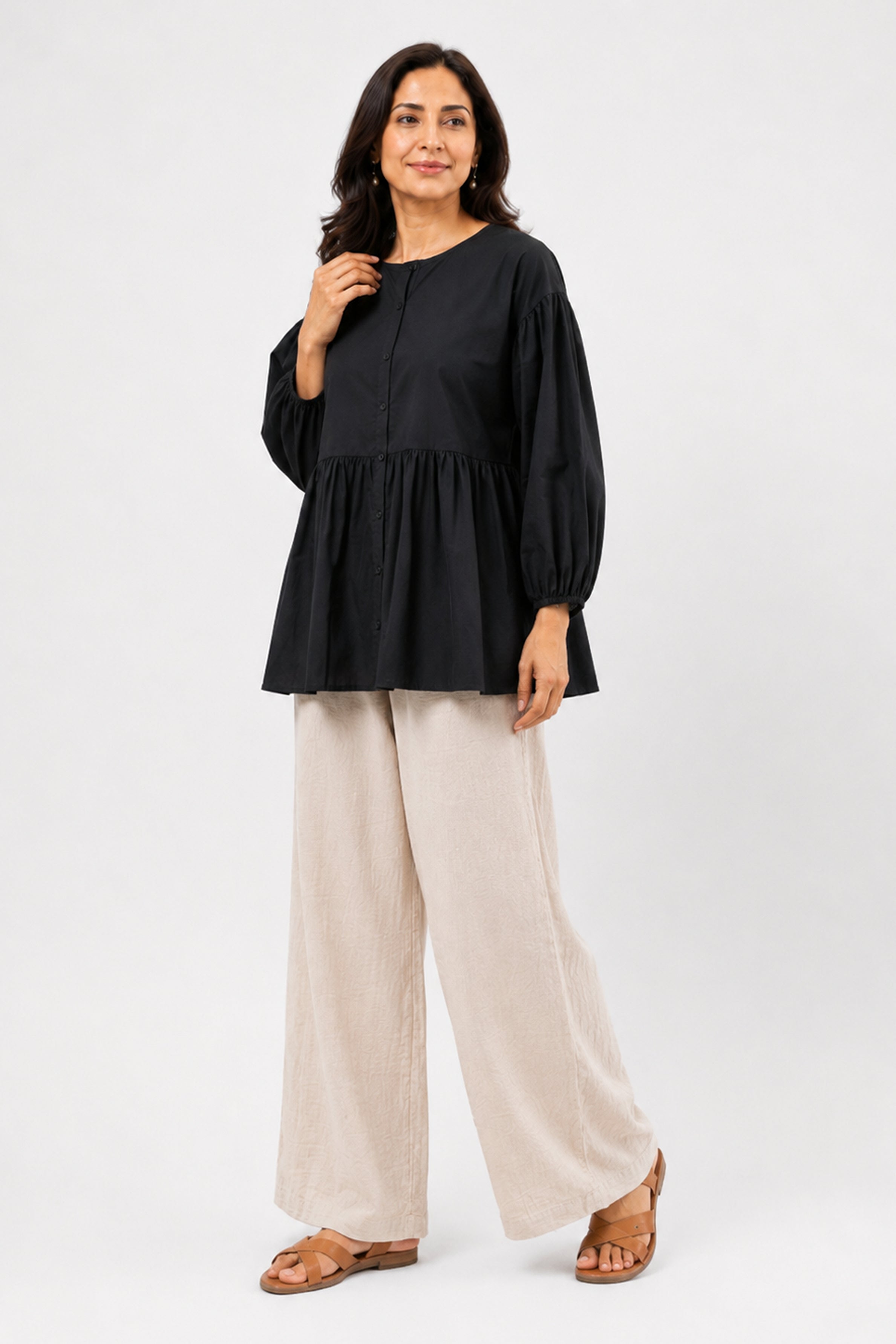 HADA Casual Relaxed Fit Blouse - Black
