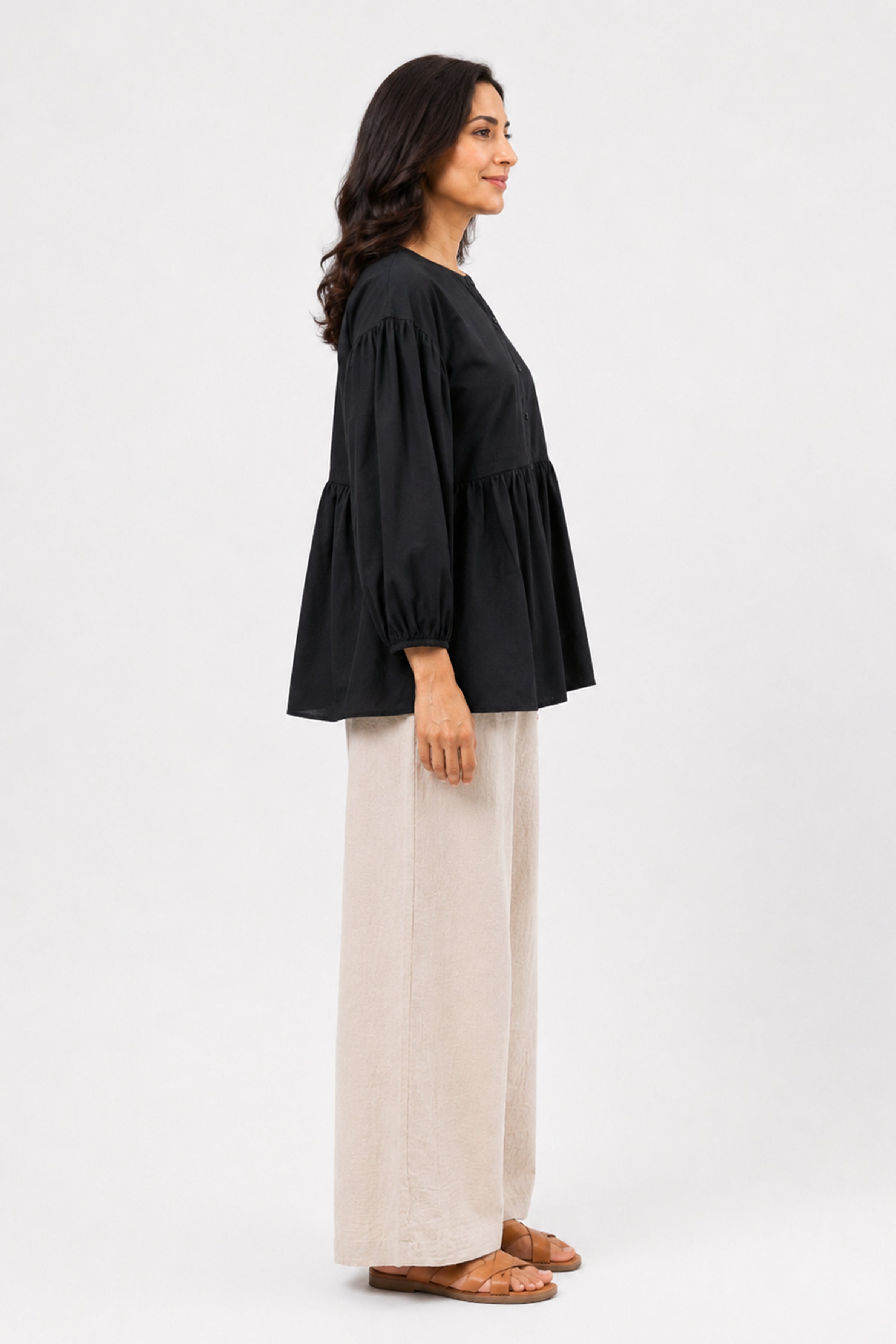 HADA Casual Relaxed Fit Blouse - Black