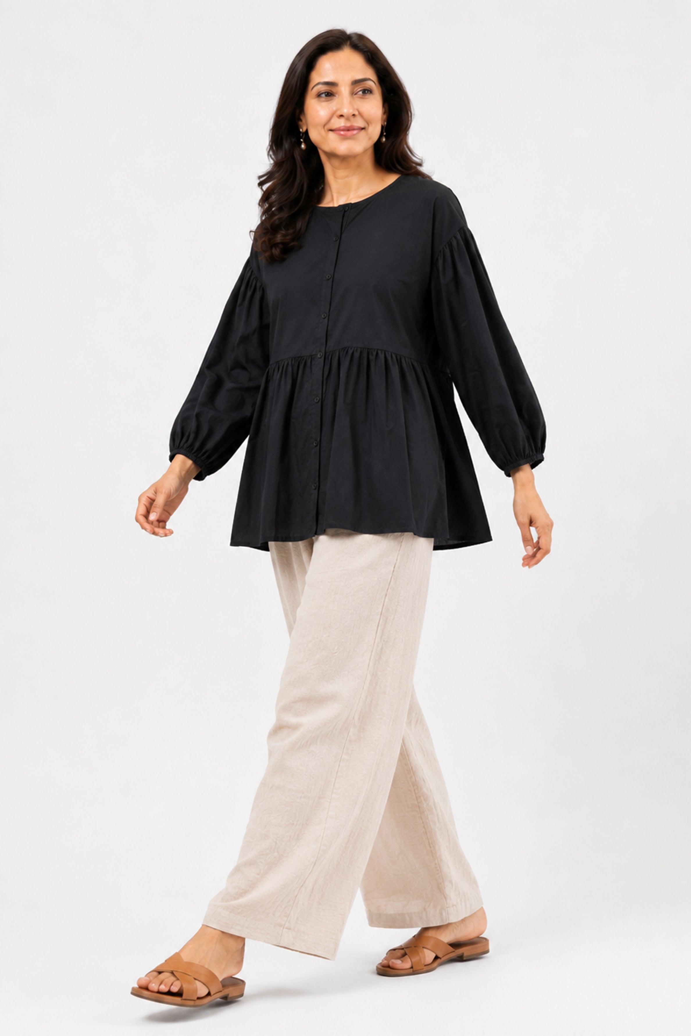 HADA Casual Relaxed Fit Blouse - Black