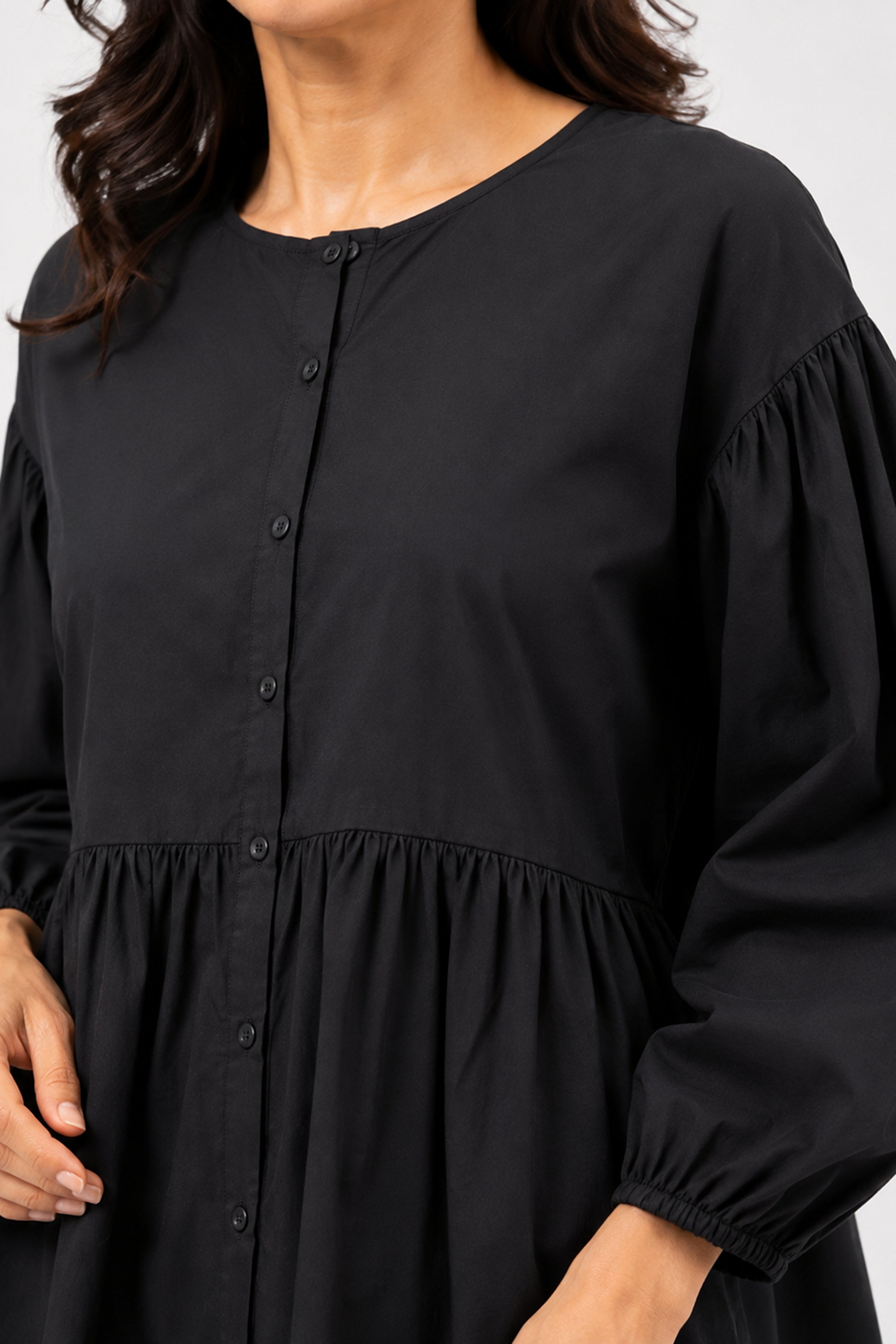 HADA Casual Relaxed Fit Blouse - Black