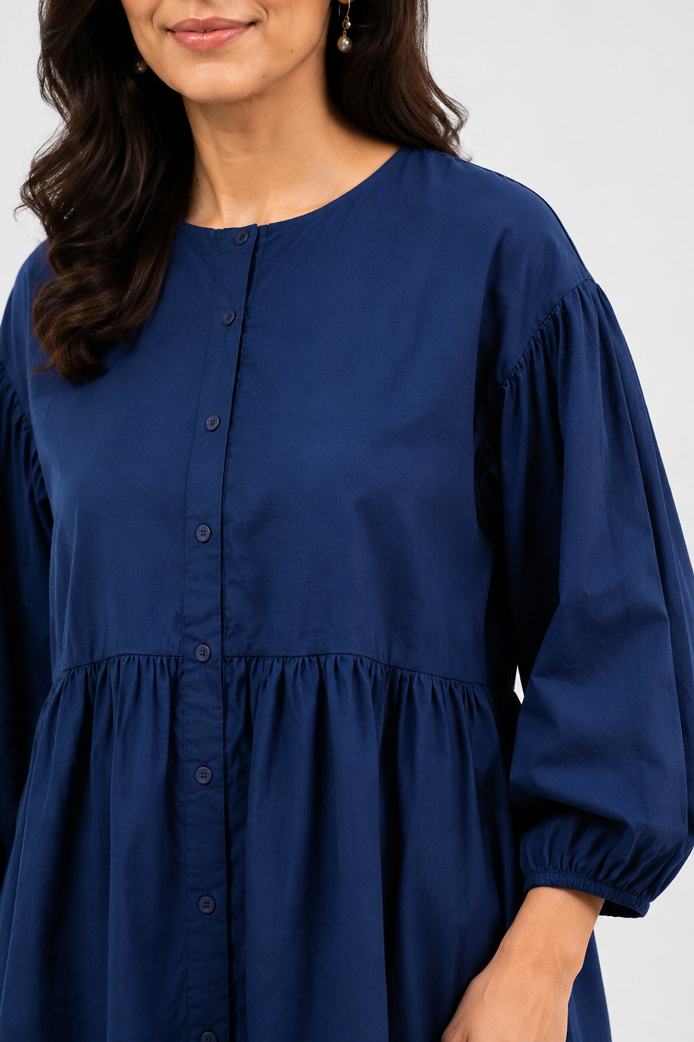 HADA Casual Relaxed Fit Blouse - Navy