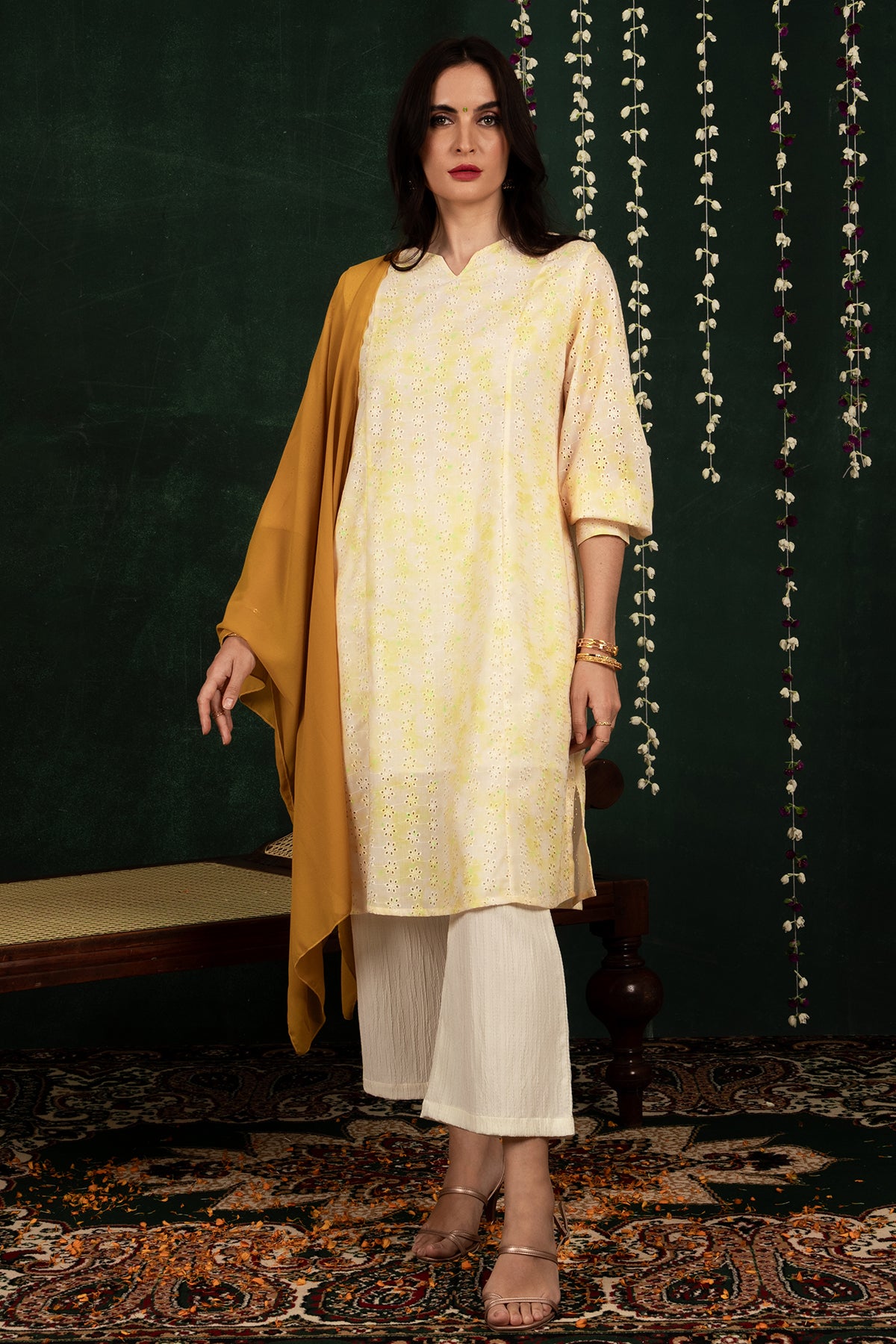 Hada Ethnic Women's Long Sleeve Embroider Party Kurta