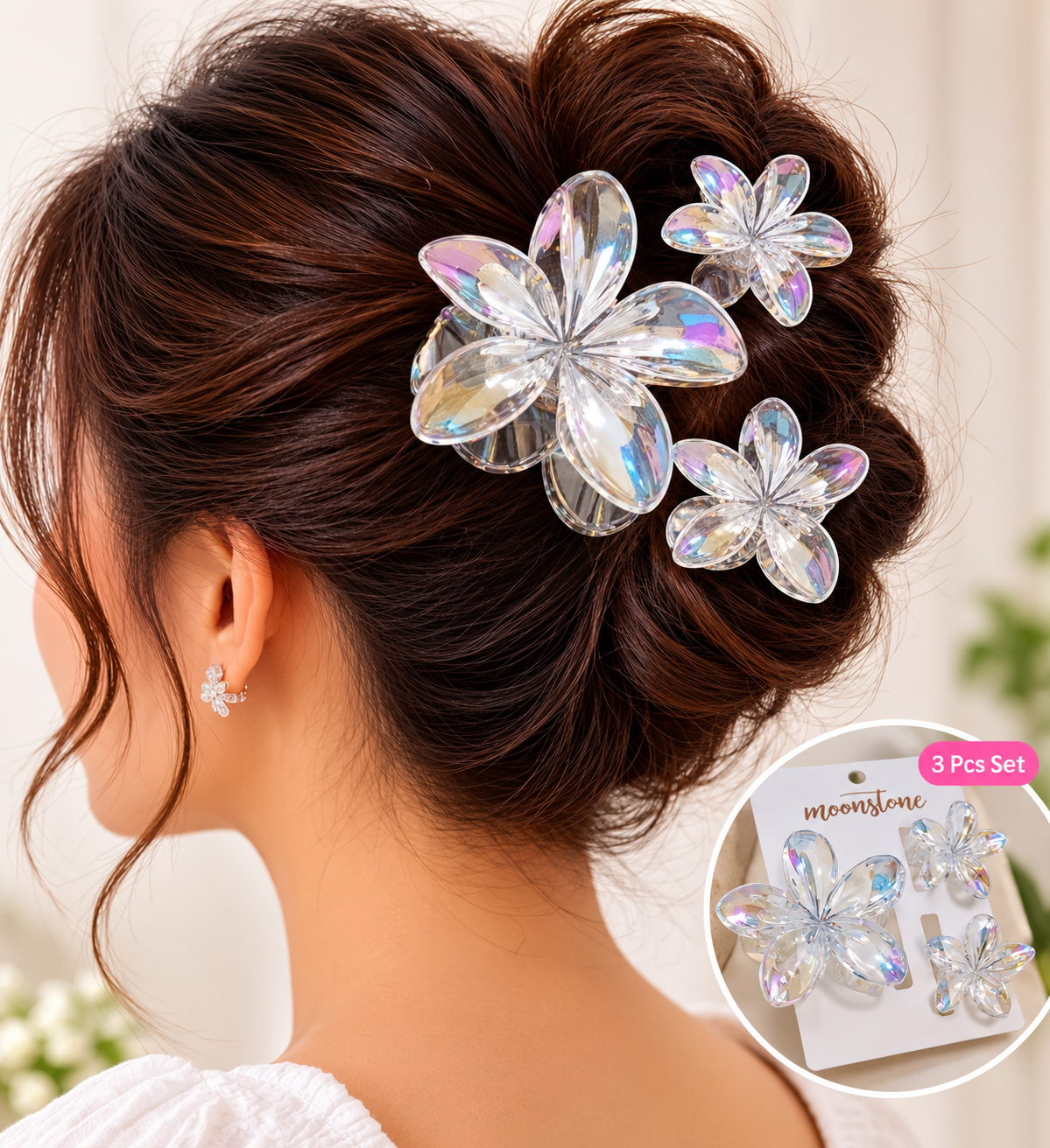 MOON Stone Women's Hair Slide - 3pcs