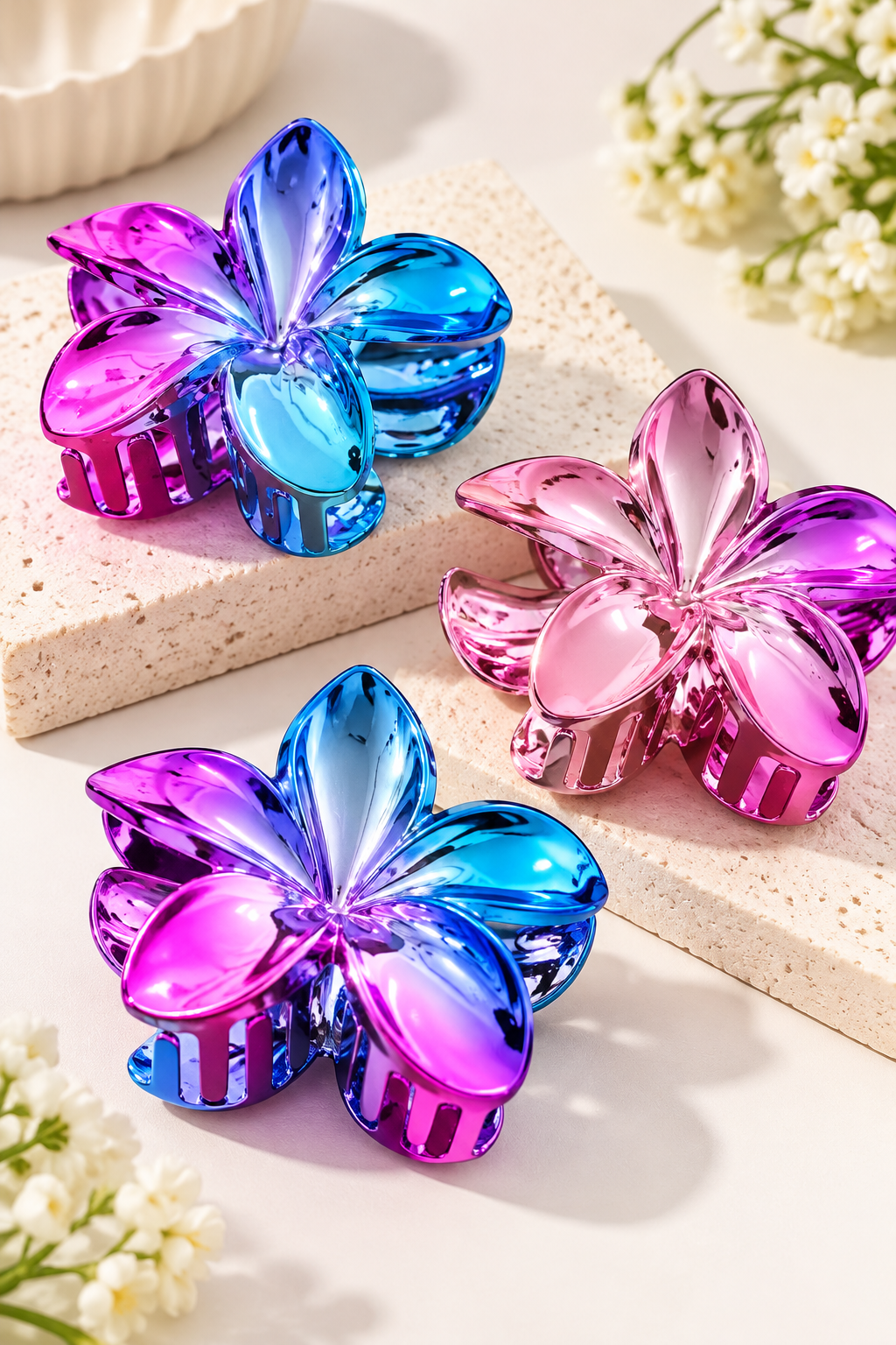 MOON Stone Women's Hair Slide 1pcs - Pink Assoted
