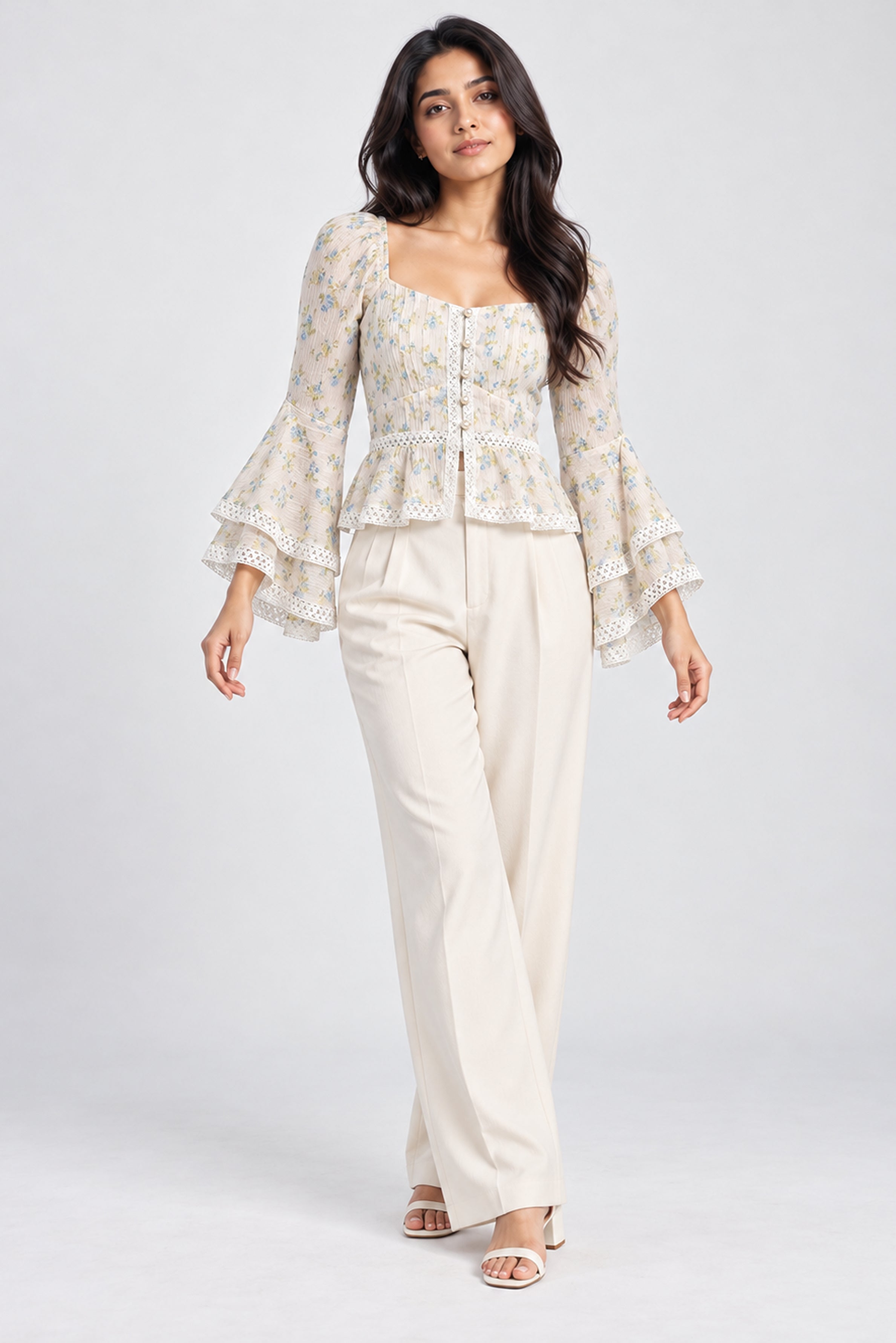 MODANO PETALS IN BLOOM Casual Top - Cream