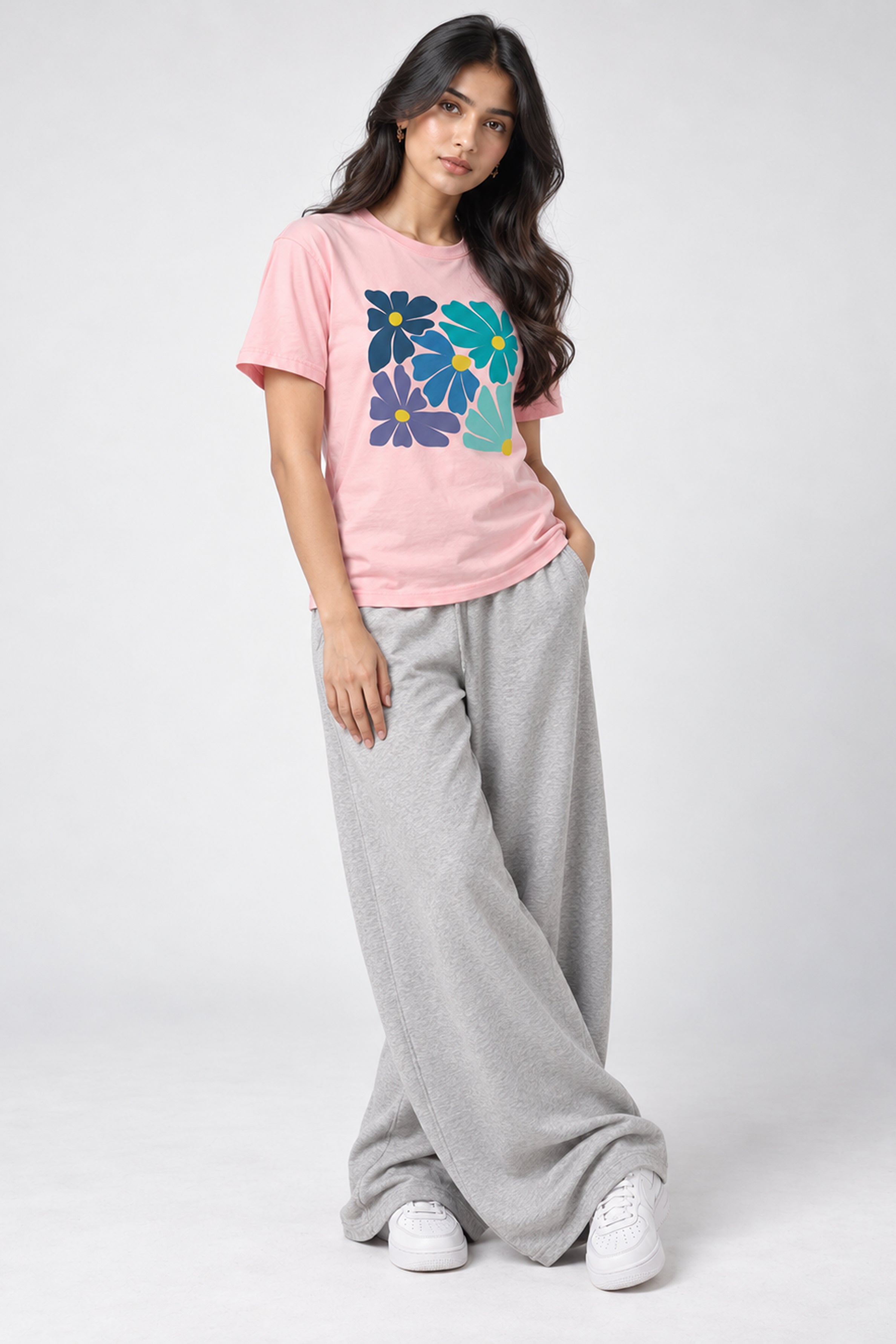 LOLI Women's Crew Neck Regular Tees - Pink