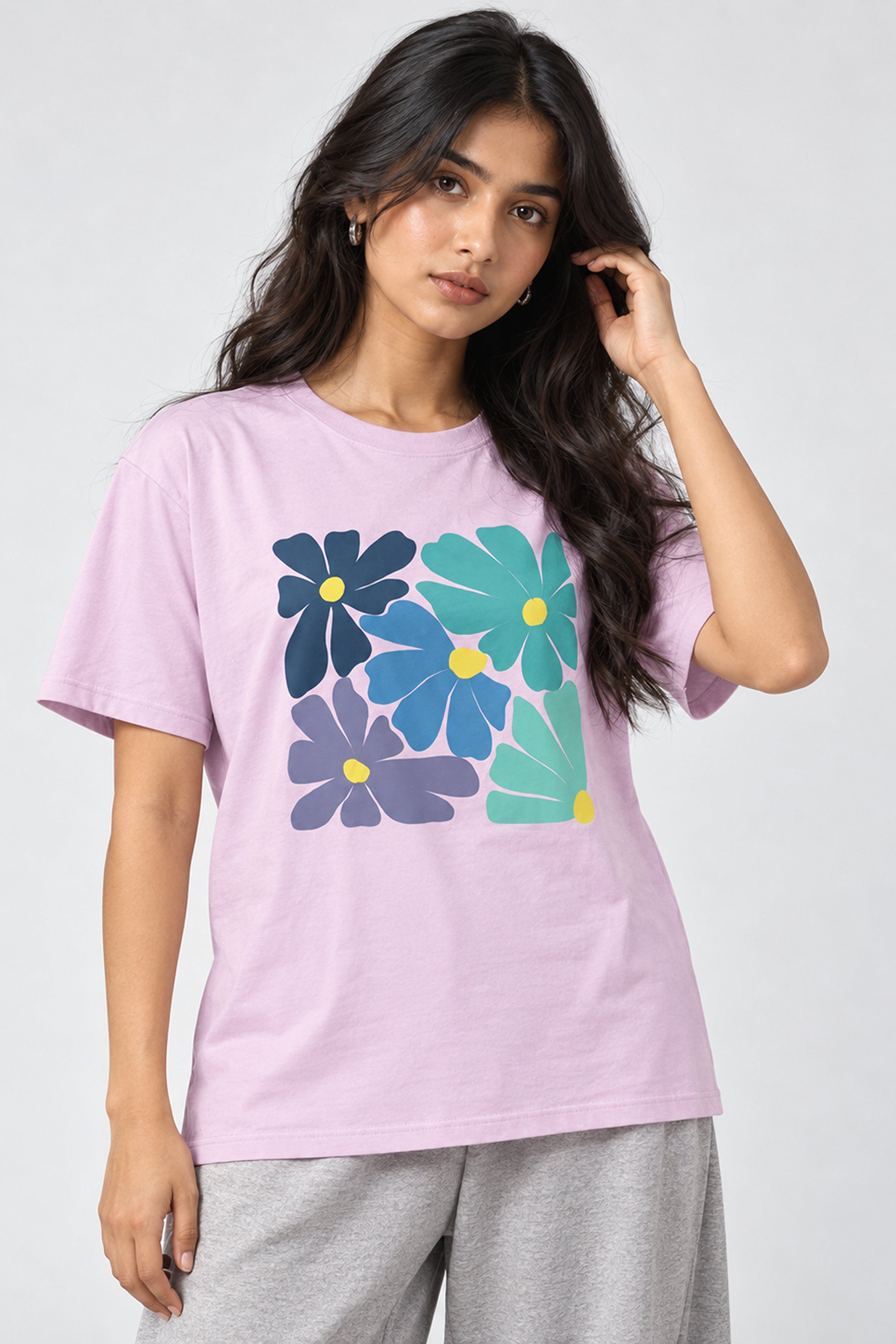 LOLI Women's Crew Neck Regular Tees - Light Purple