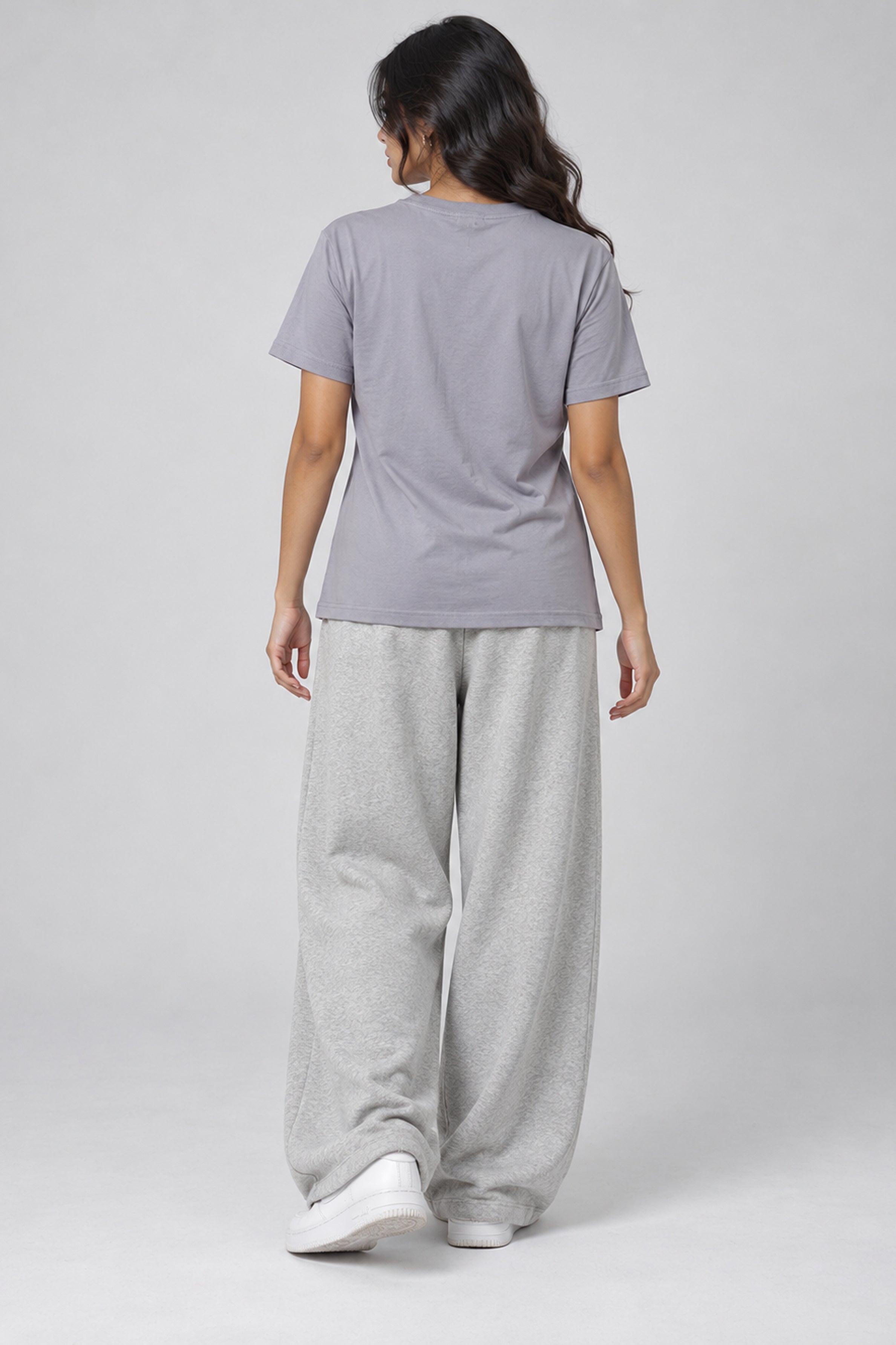 LOLI Women's Crew Neck Regular Tees - Ash