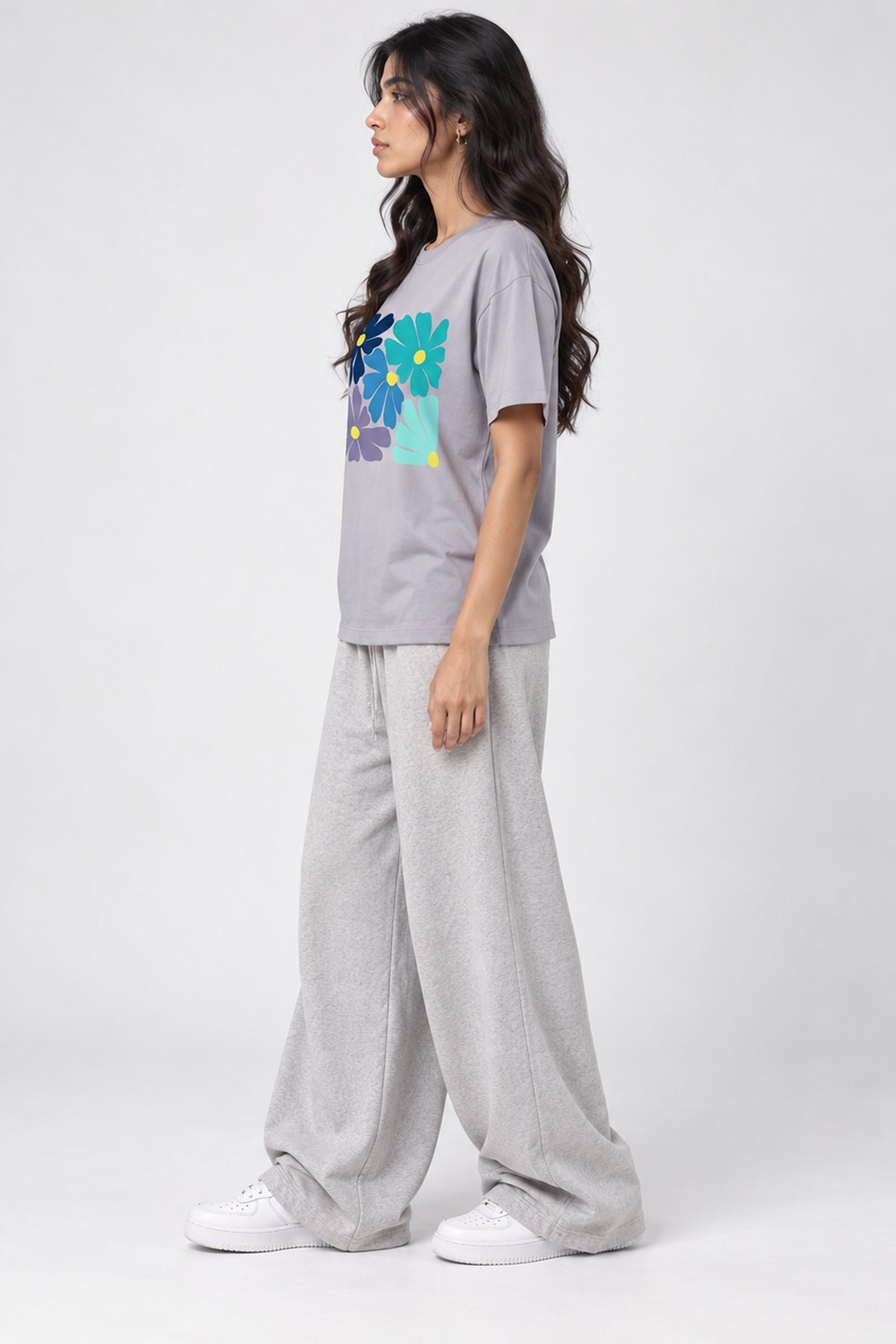 LOLI Women's Crew Neck Regular Tees - Ash