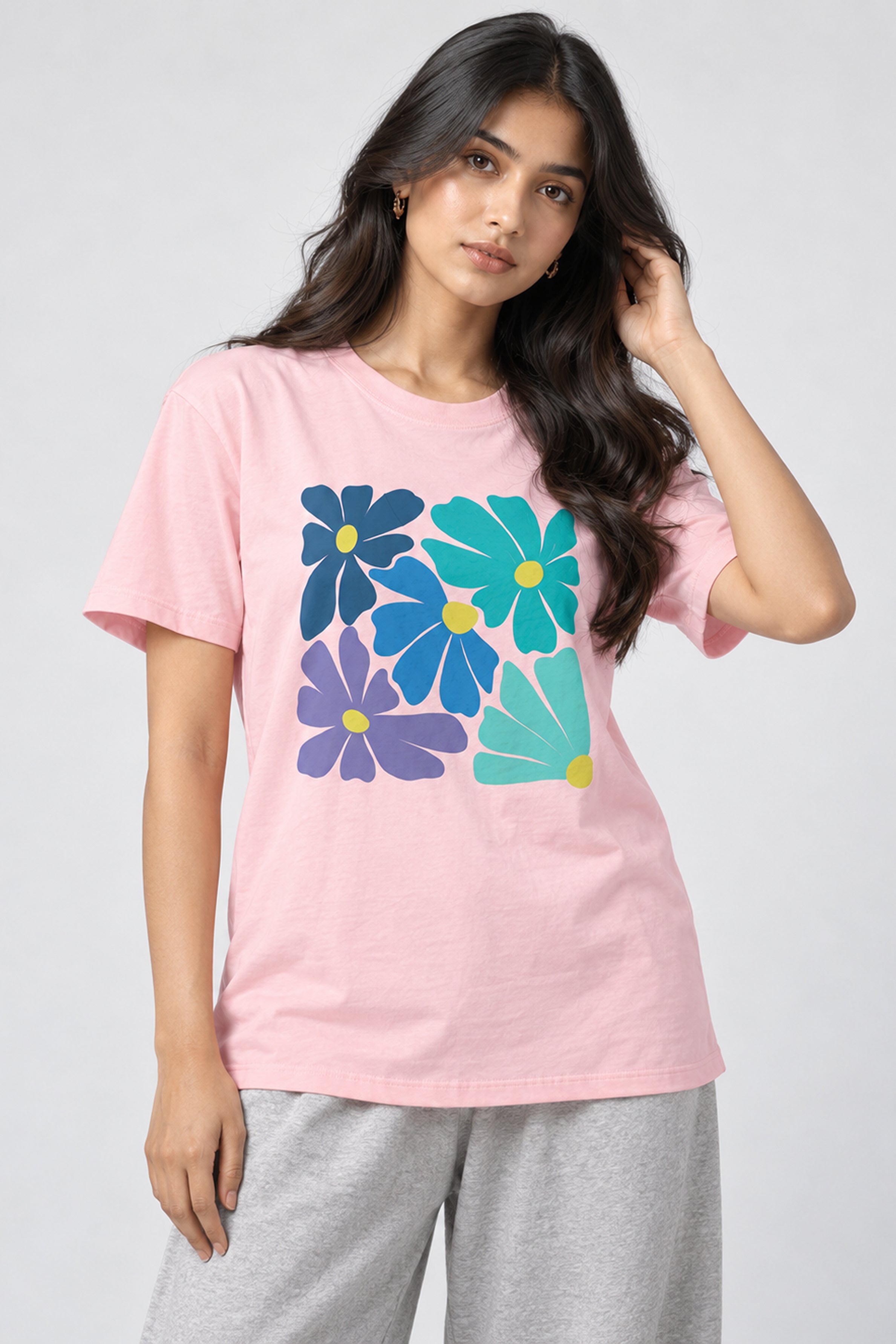LOLI Women's Crew Neck Regular Tees - Pink