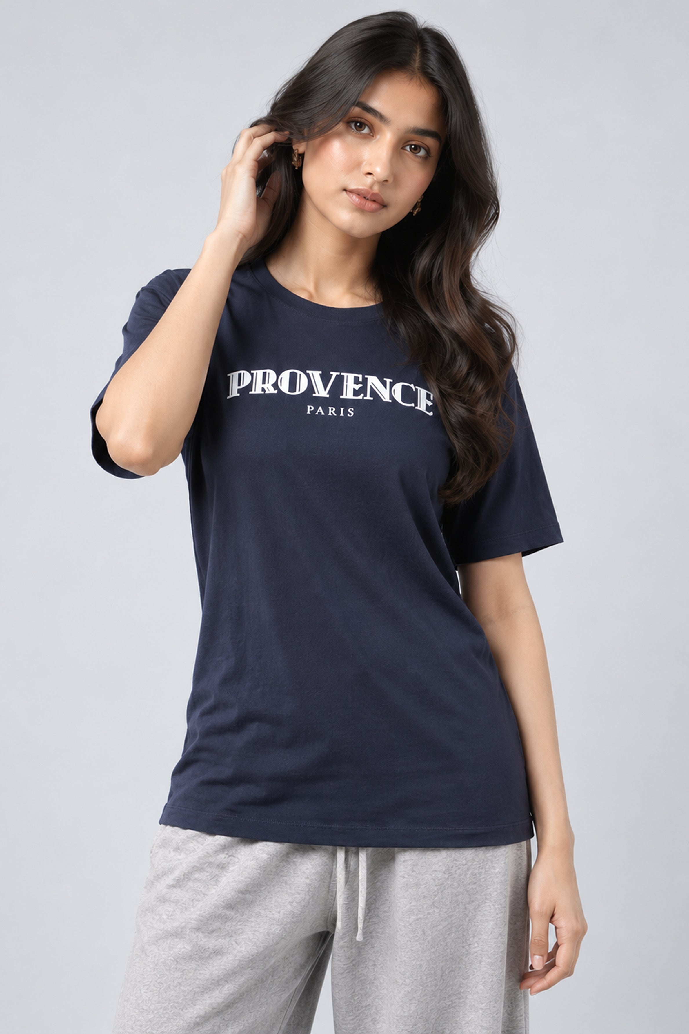LOLI Women's Crew Neck Regular Tees - Navy