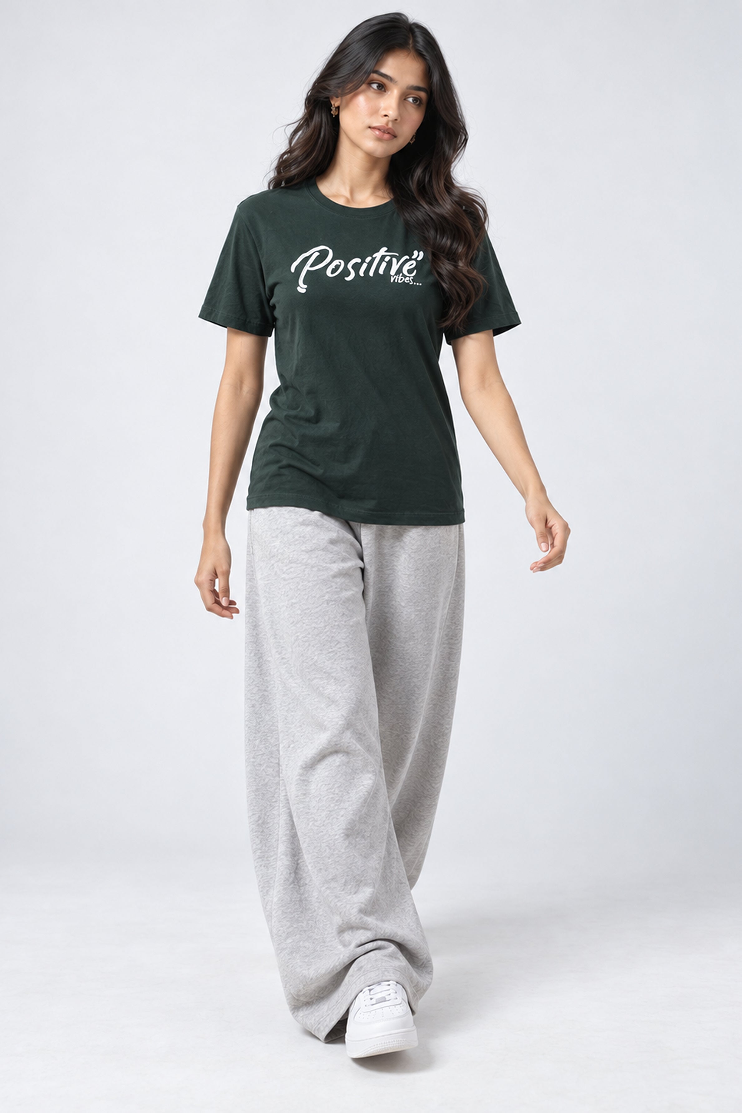 LOLI Women's Crew Neck Regular Tees - Army Green